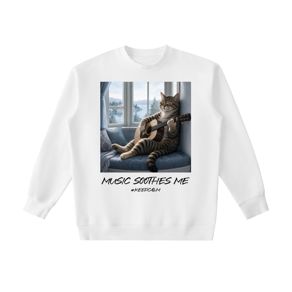 Music Soothes Me Cat & Guitar Graphic Sweatshirt – product image 3
