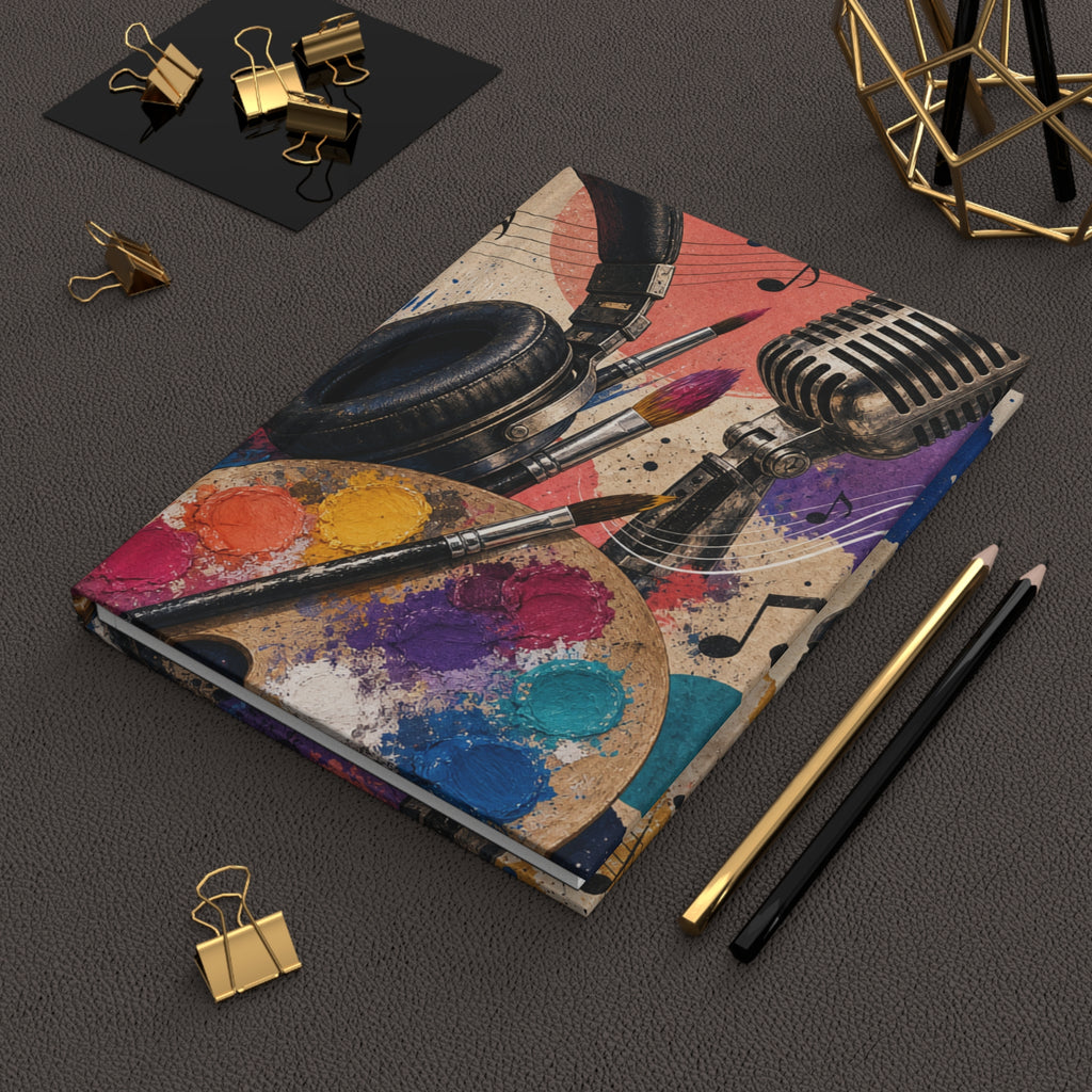 Art and music hardcover journal lifestyle view
