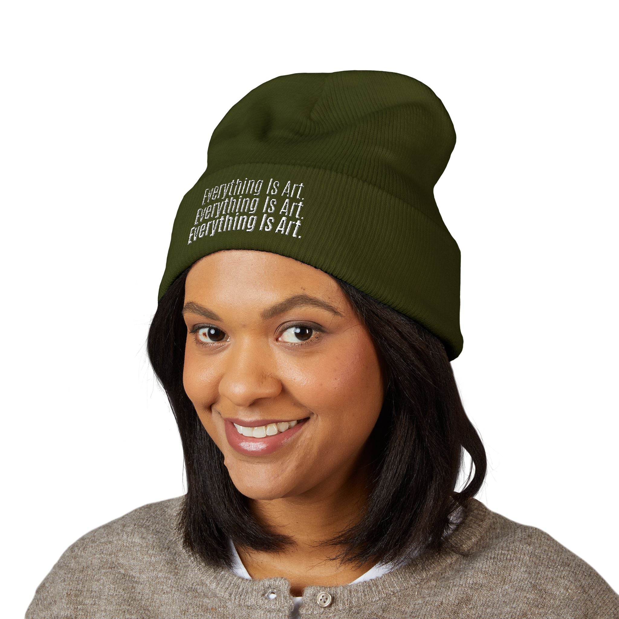 Everything Is Art cuffed beanie with white lettering – view 13