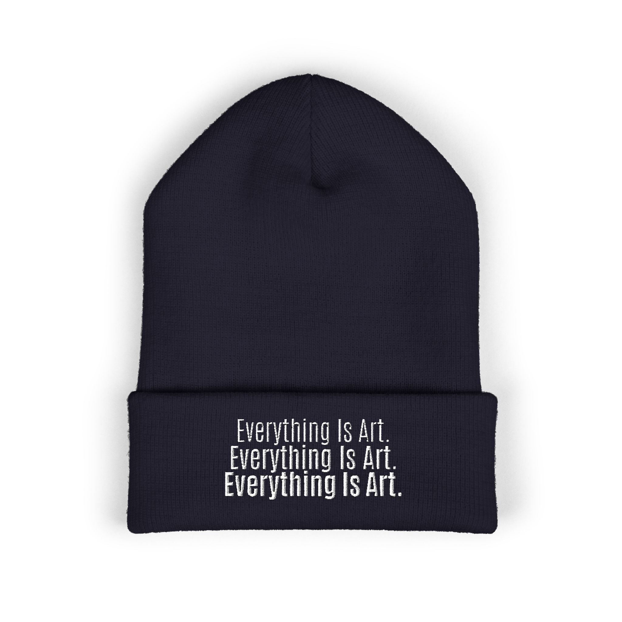 Everything Is Art cuffed beanie with white lettering – view 5