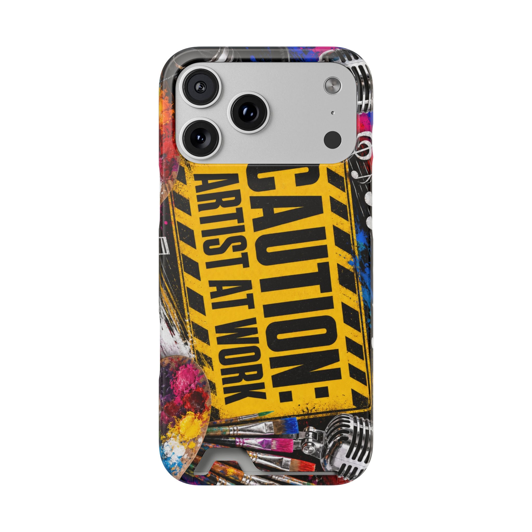 Caution Artist at Work phone case with card holder – view 22
