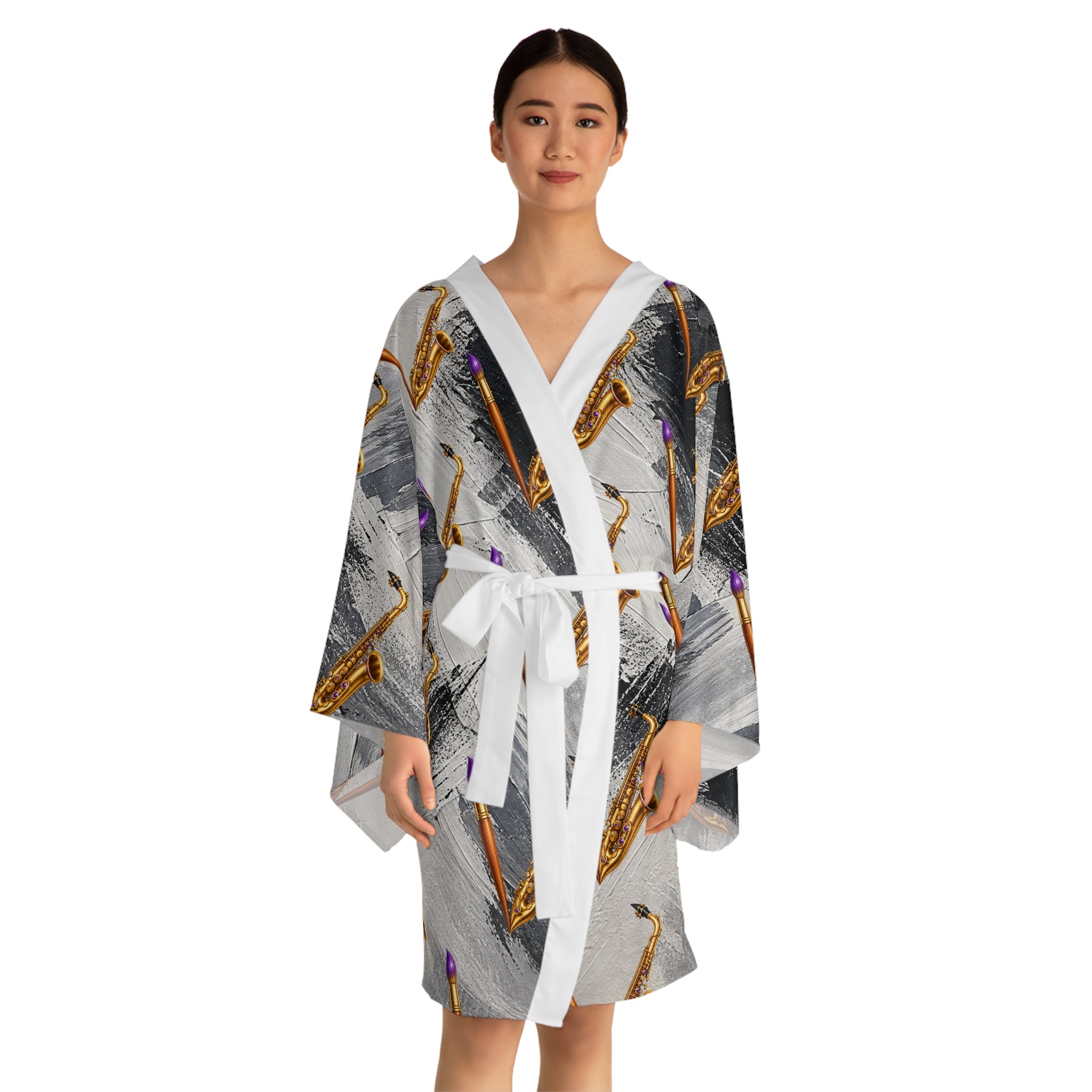 Jazzy Smoov Brushstroke Music Kimono Robe – product image 7