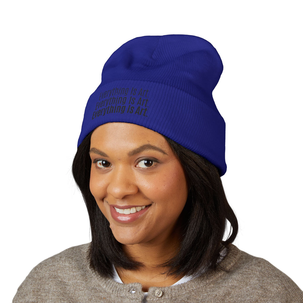 Everything Is Art cuffed beanie with black lettering – view 18