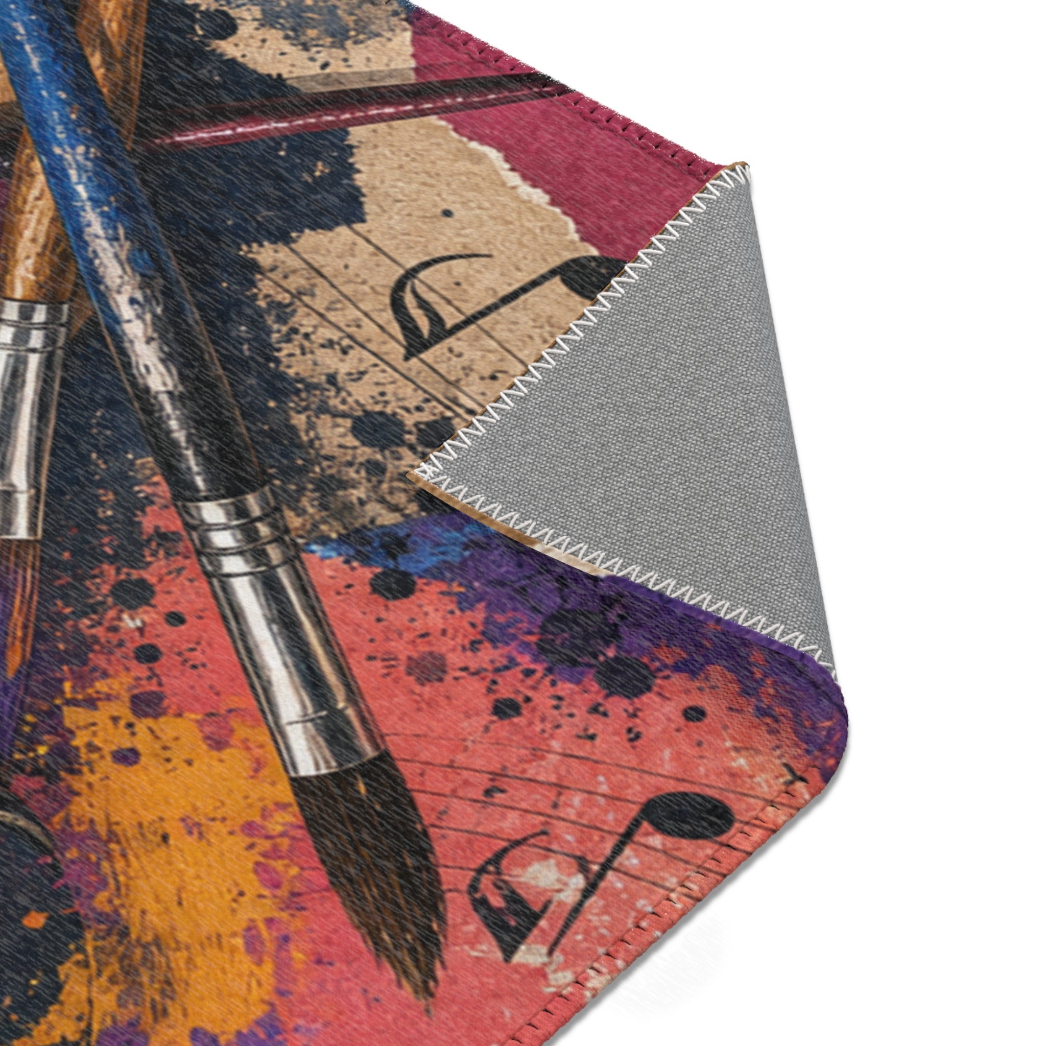 Music and art chenille area rug