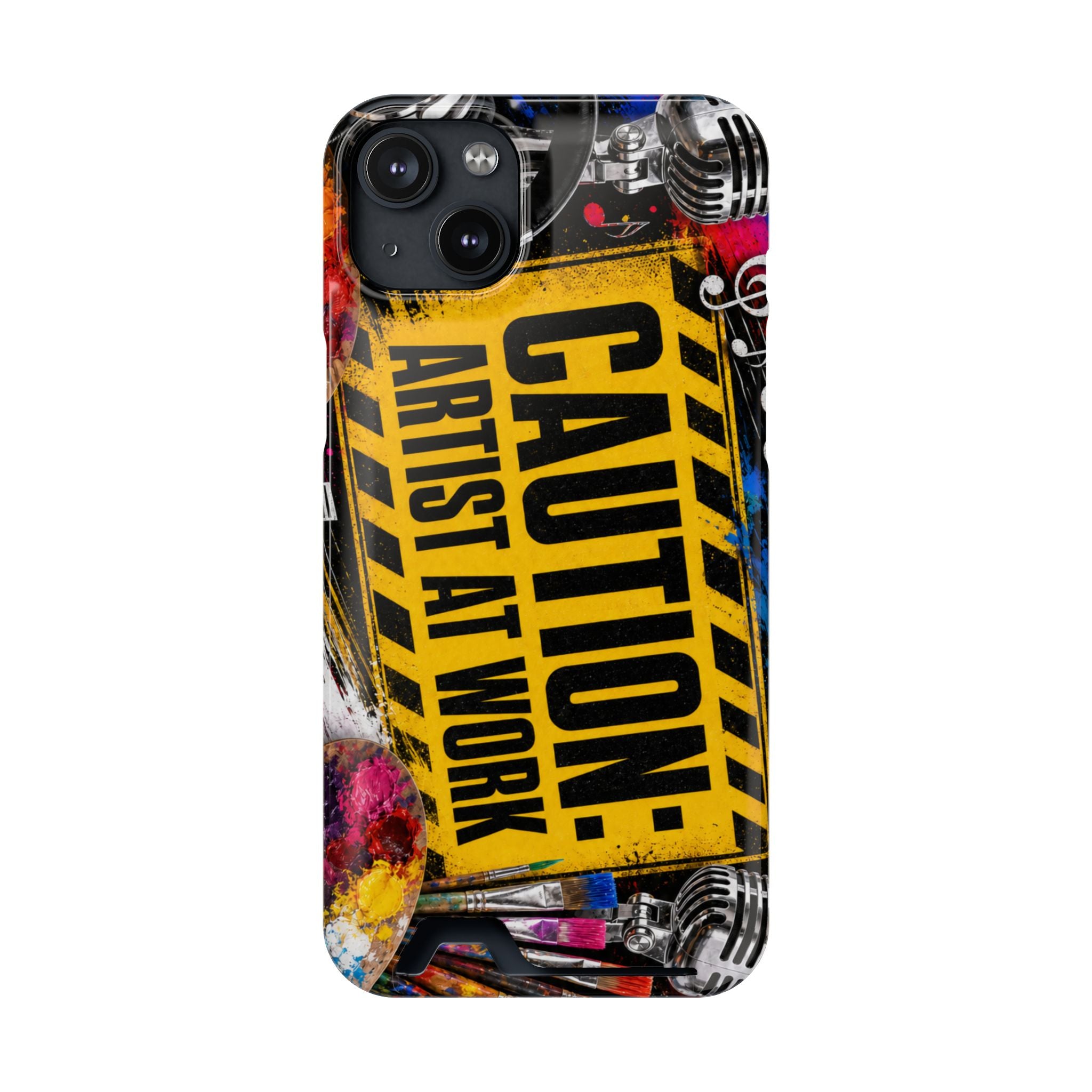 Caution Artist at Work phone case with card holder – view 33