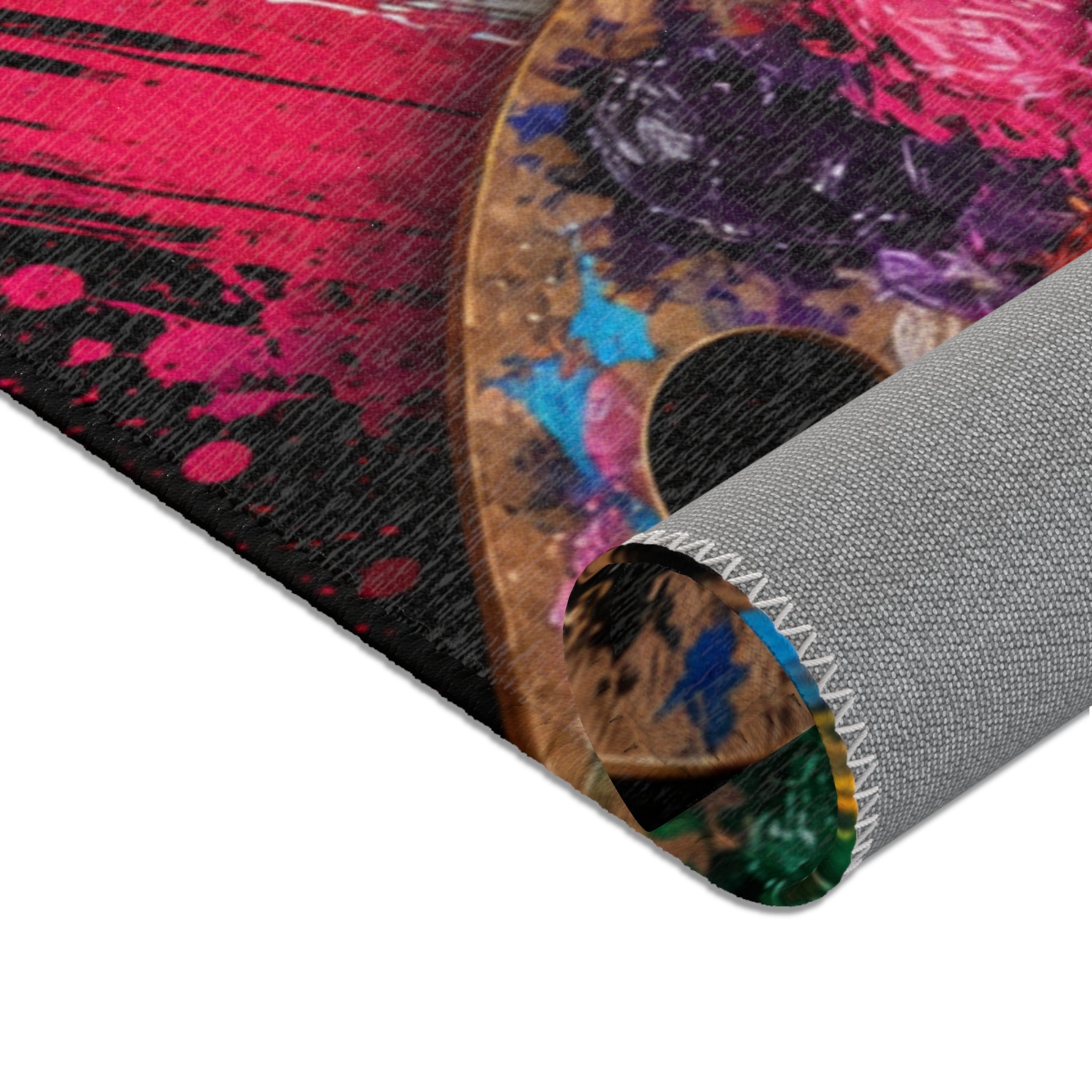 Caution Artist at Work colorful studio area rug