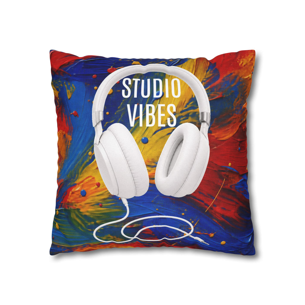 Studio Vibes colorful headphone throw pillow cover