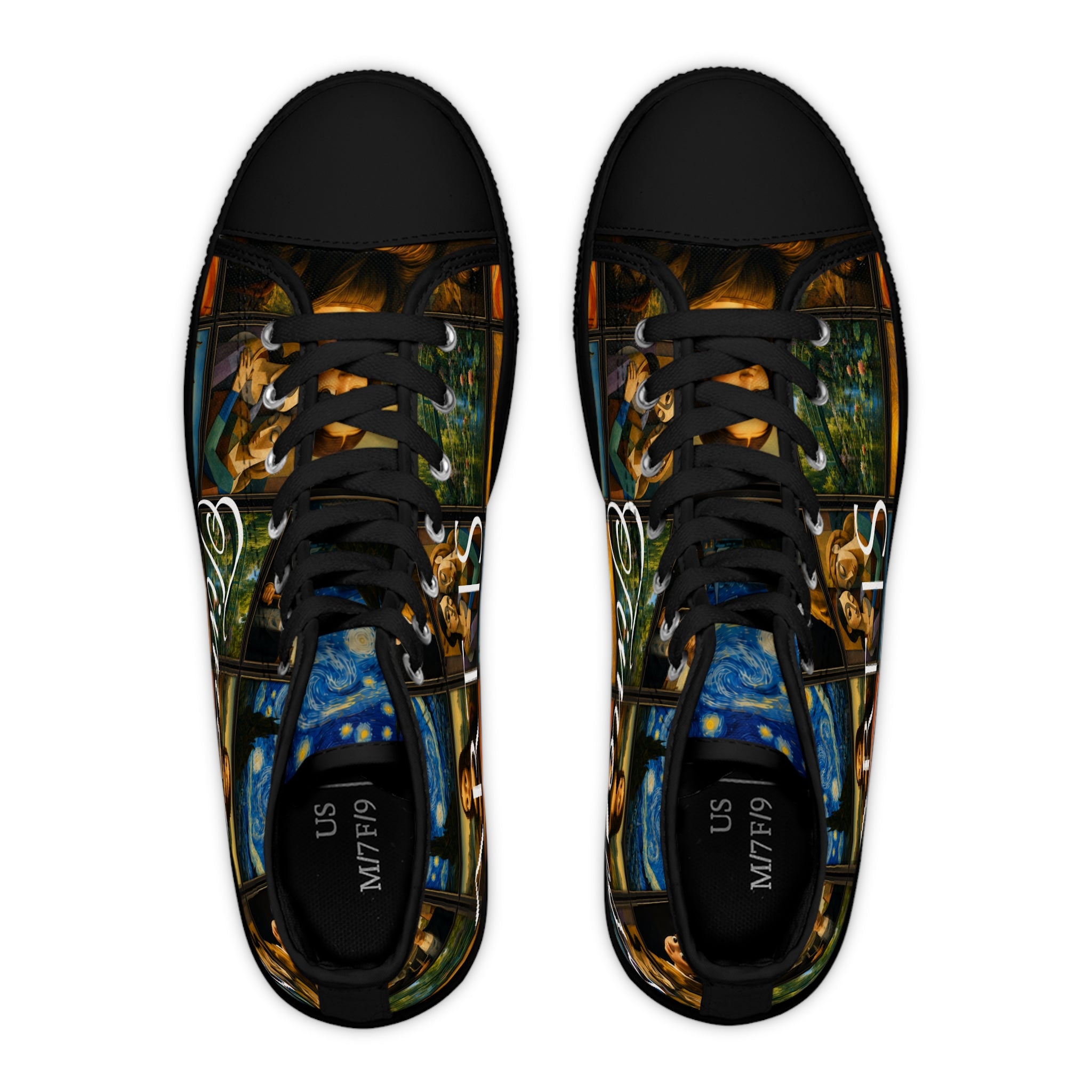 Women’s Art Is Timeless museum collage high-top sneakers