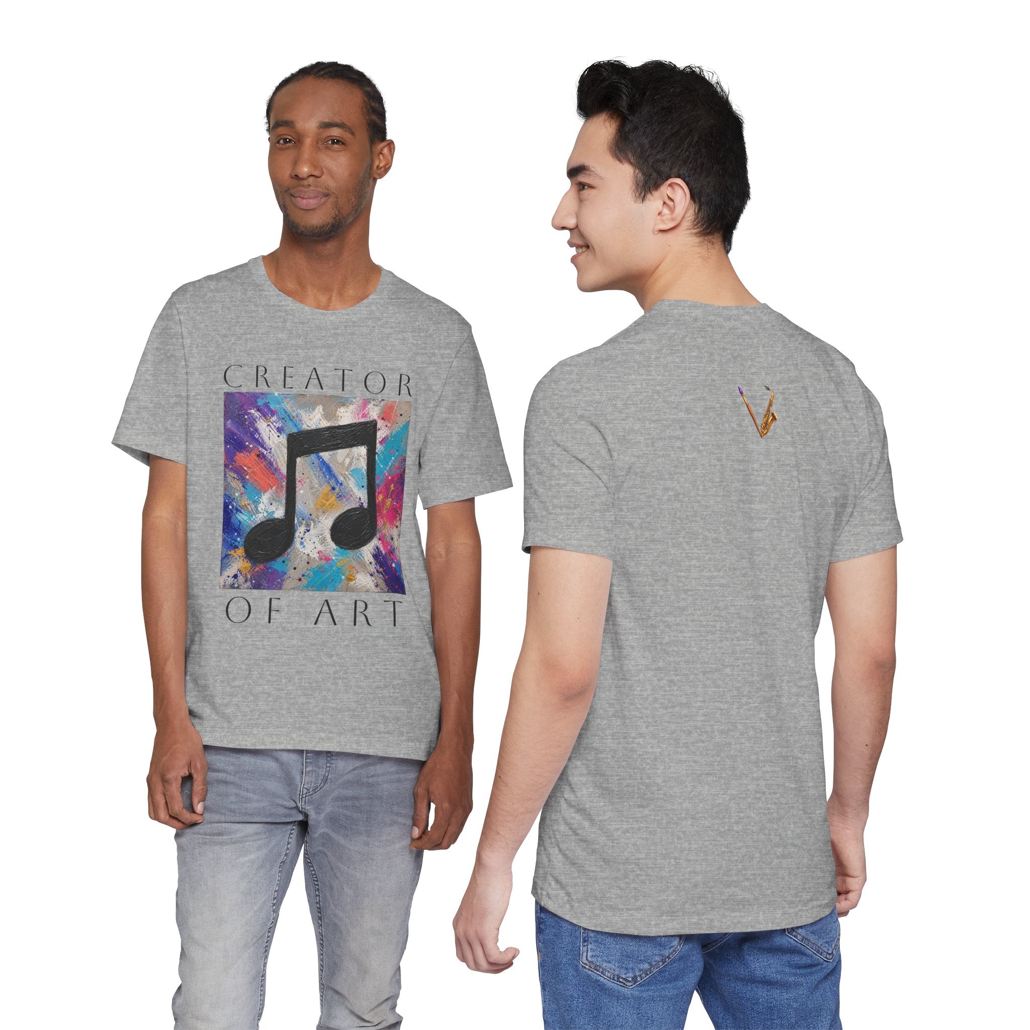 Unisex Creator of Art colorful music note graphic T-shirt – view 39