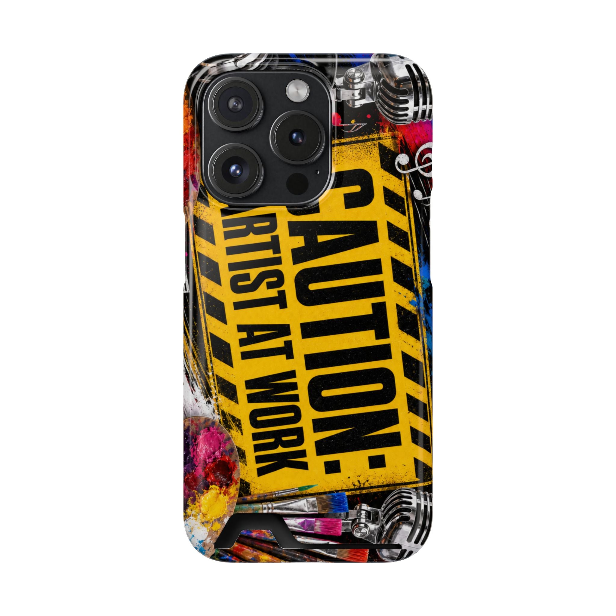 Caution Artist at Work phone case with card holder – view 37