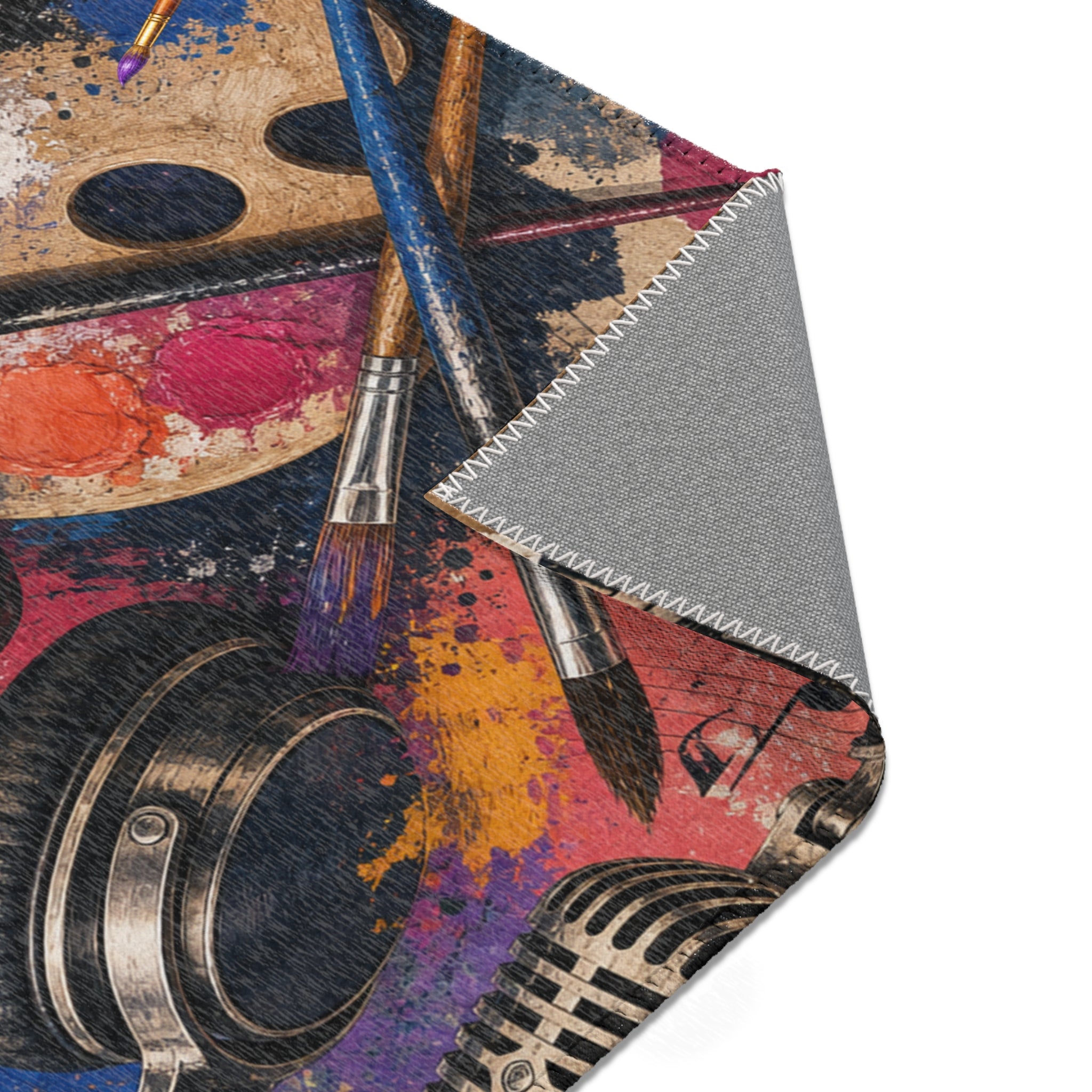 Music and art chenille area rug
