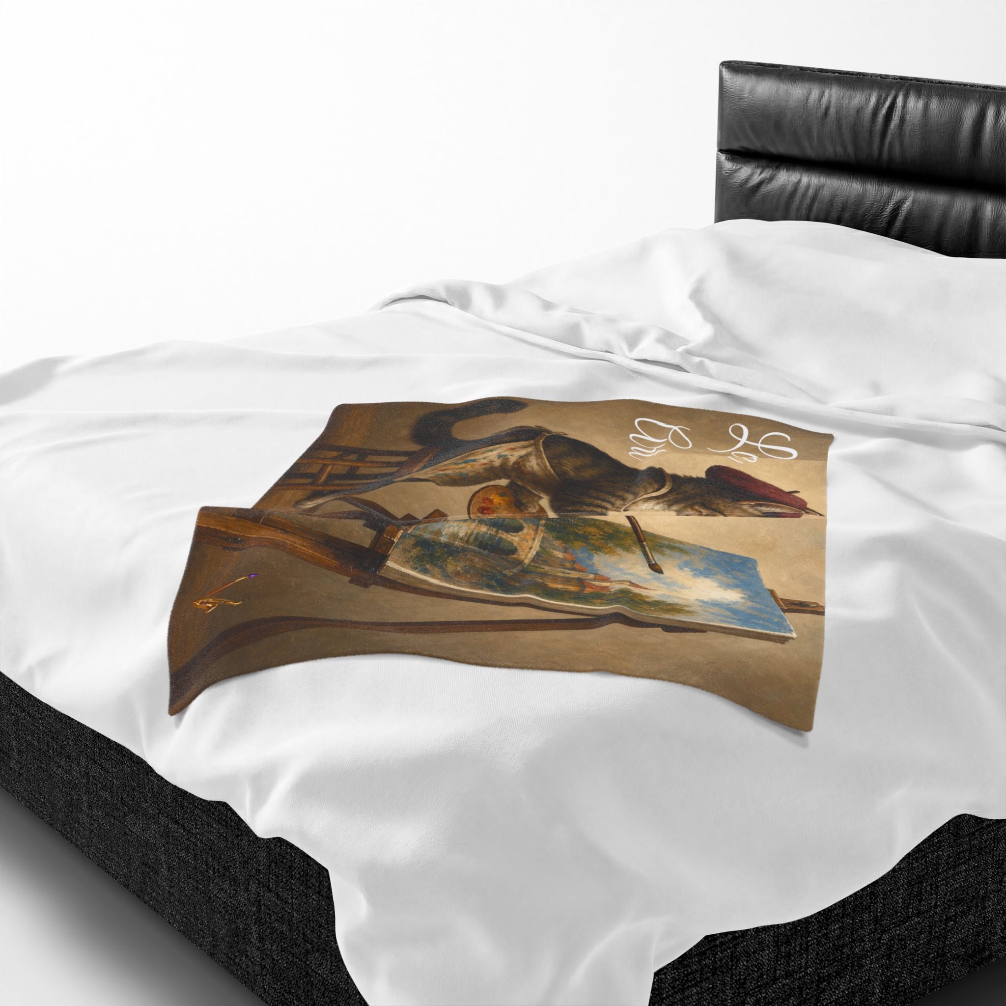 Love Art painter cat velveteen plush blanket