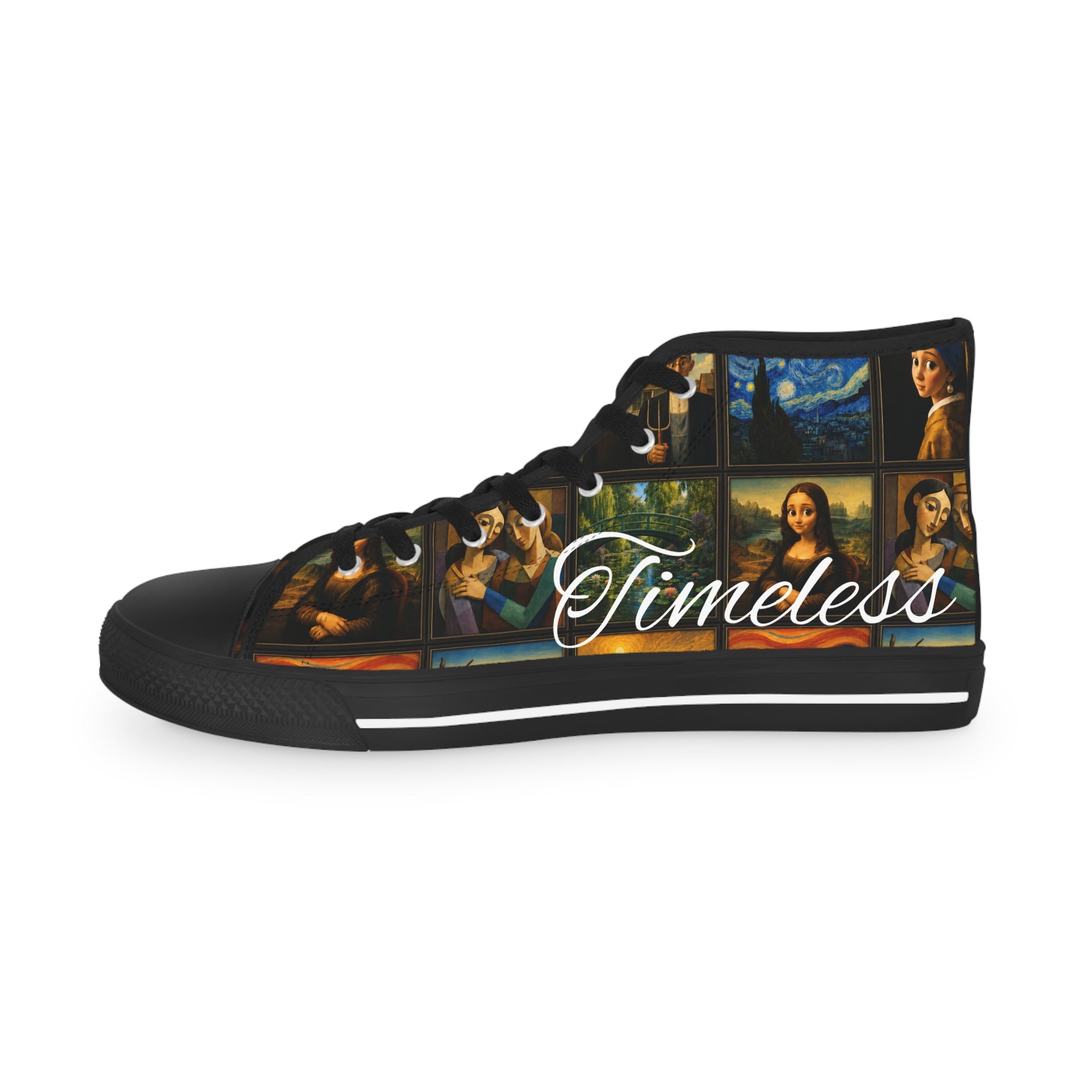 Men’s Art Is Timeless museum collage high-top sneakers