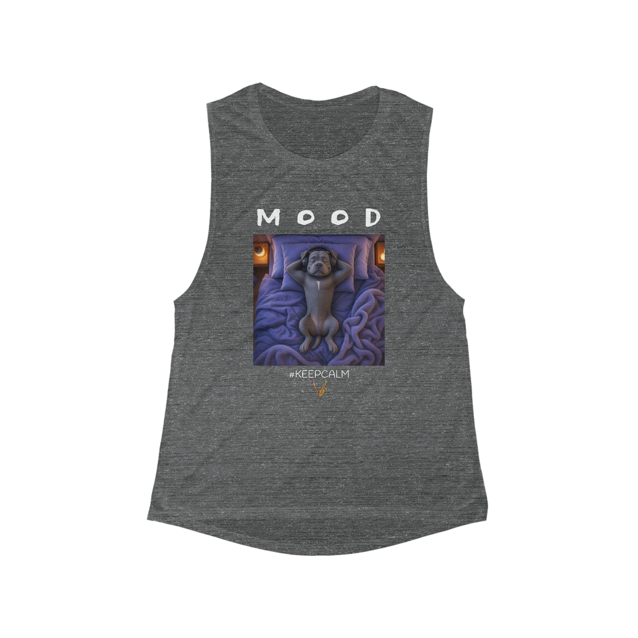 Women's Mood dog graphic flowy muscle tank top