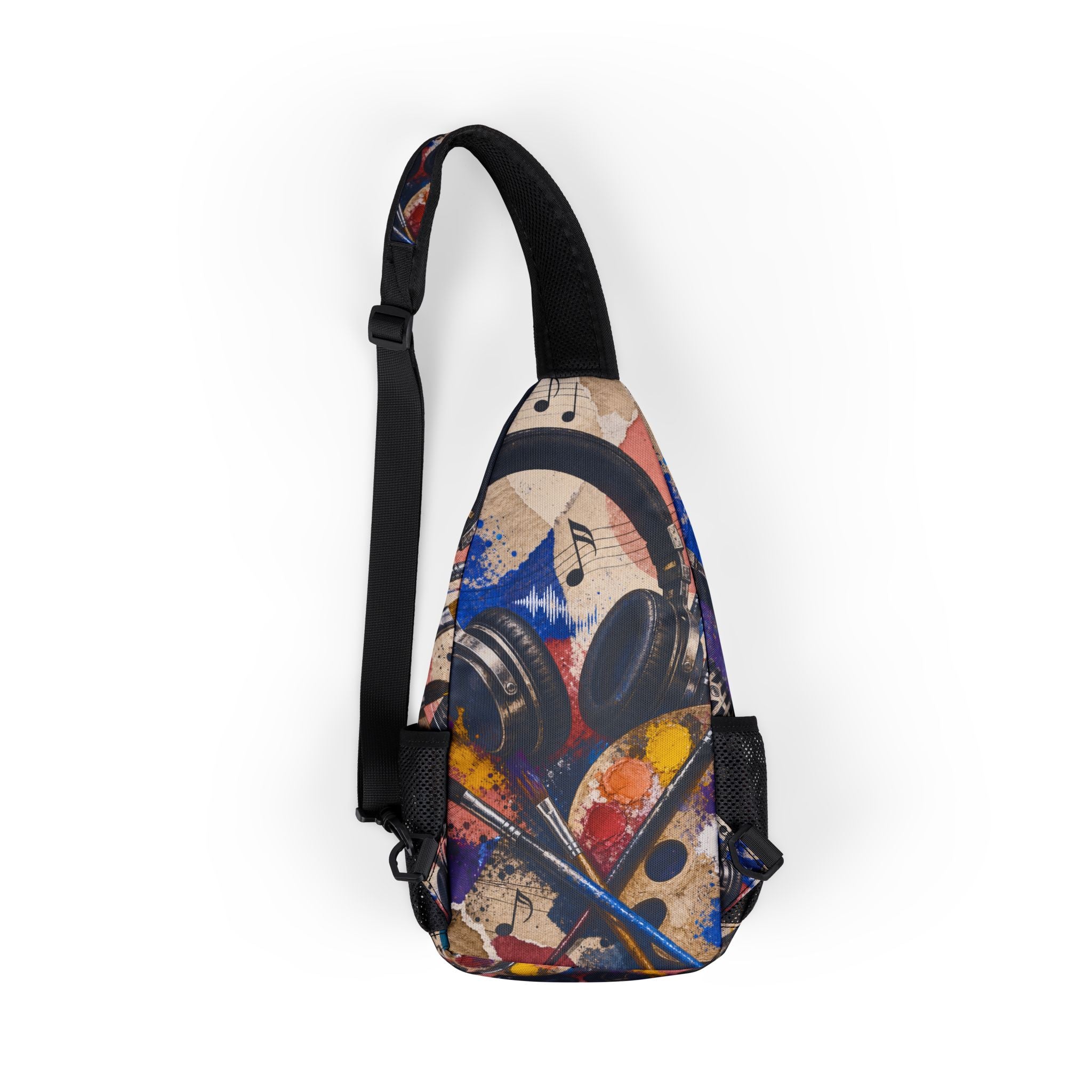 Art and music collage crossbody sling bag