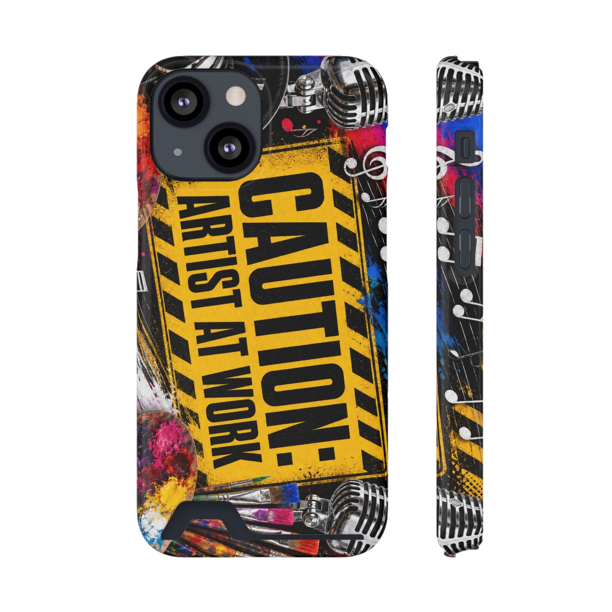 Caution Artist at Work phone case with card holder – view 9