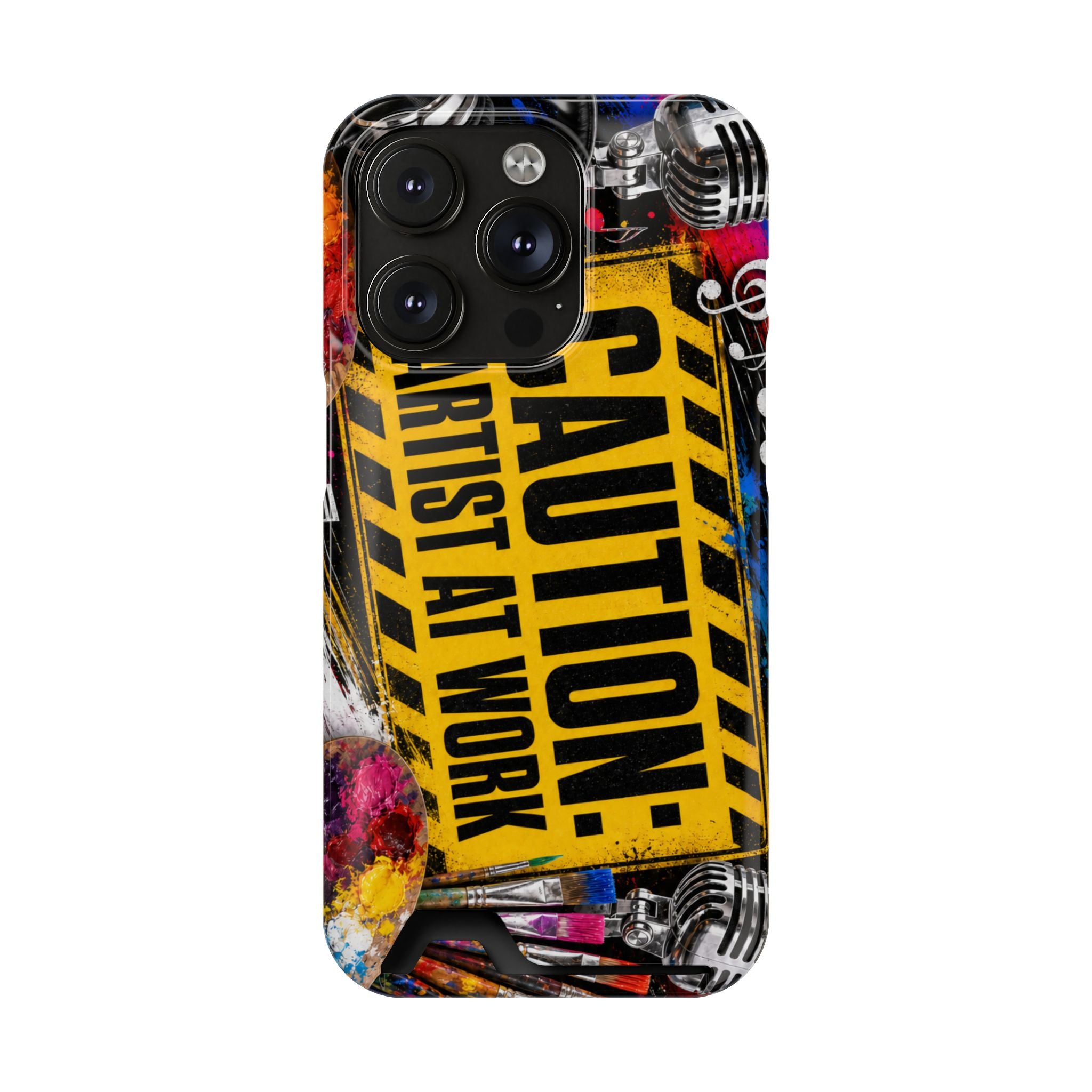 Caution Artist at Work phone case with card holder – view 32
