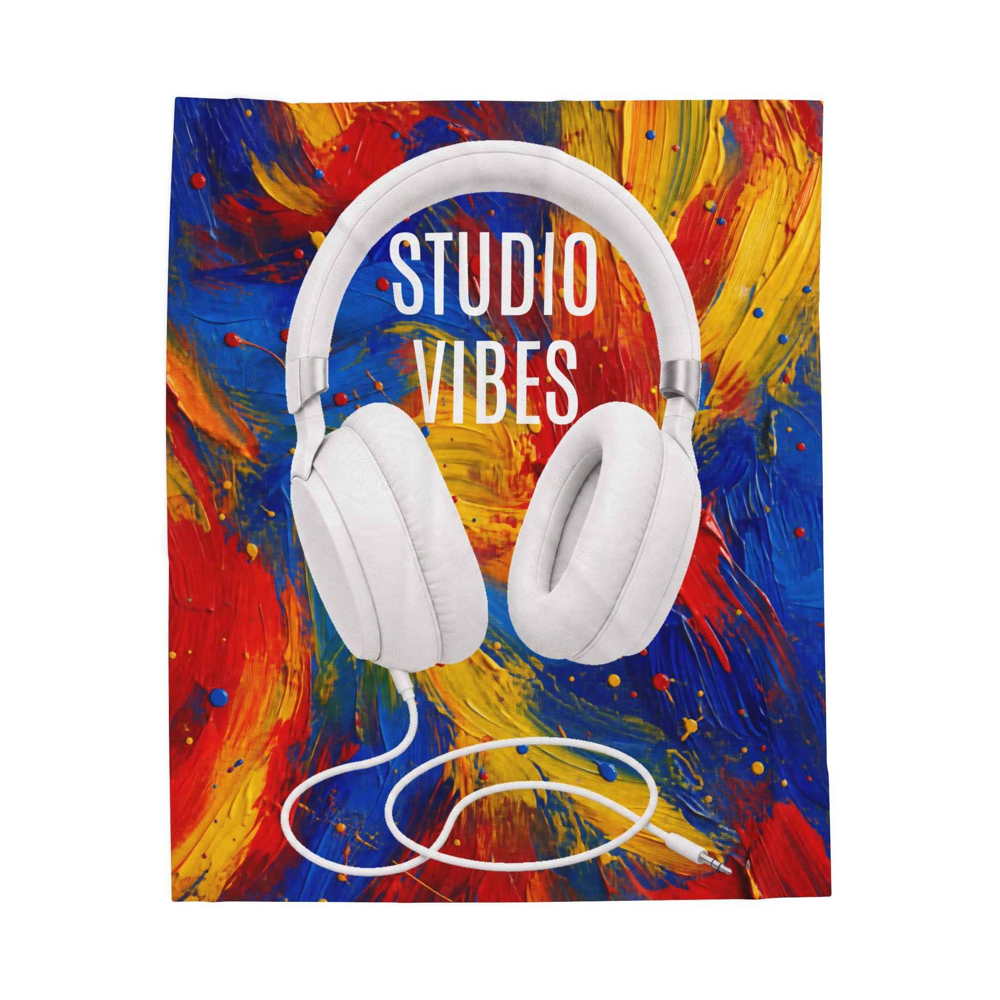 Studio Vibes colorful headphone velveteen plush blanket