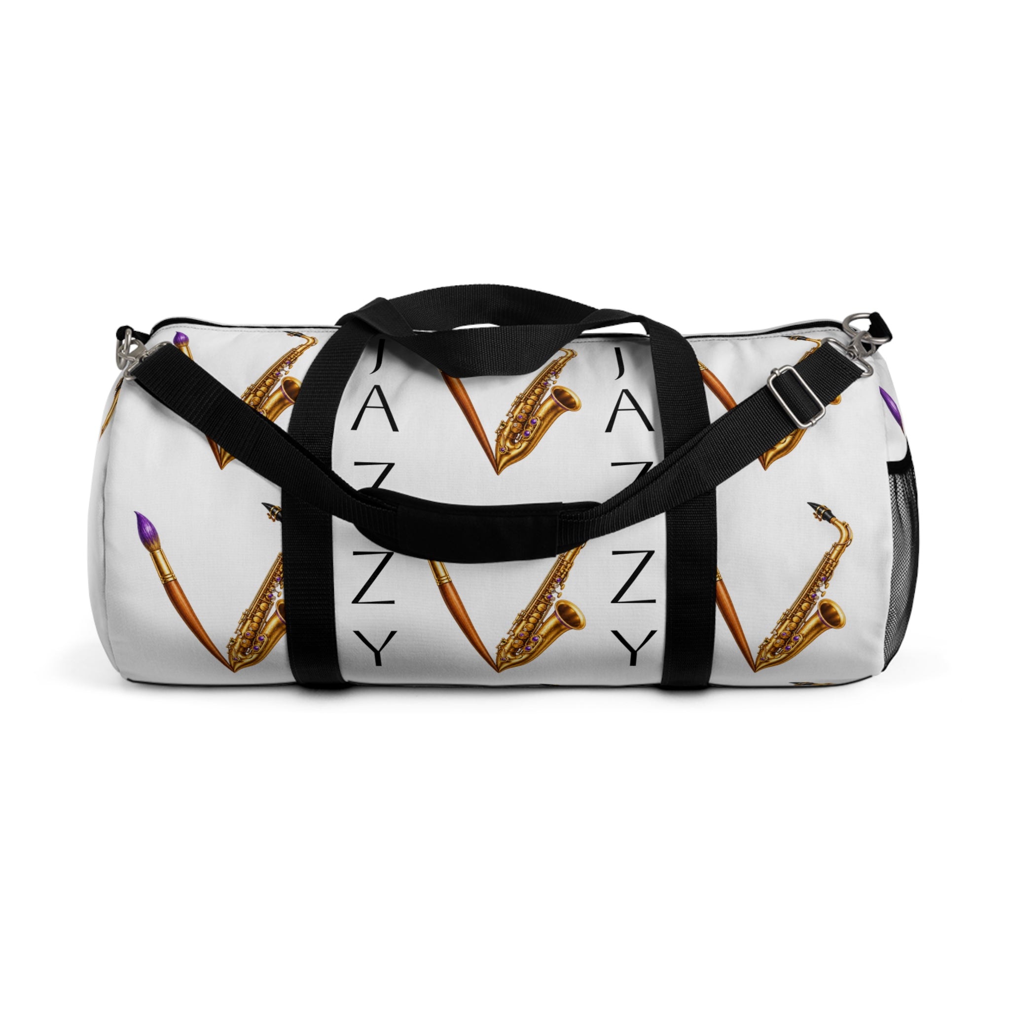 Jazzy Smoov saxophone print duffel bag