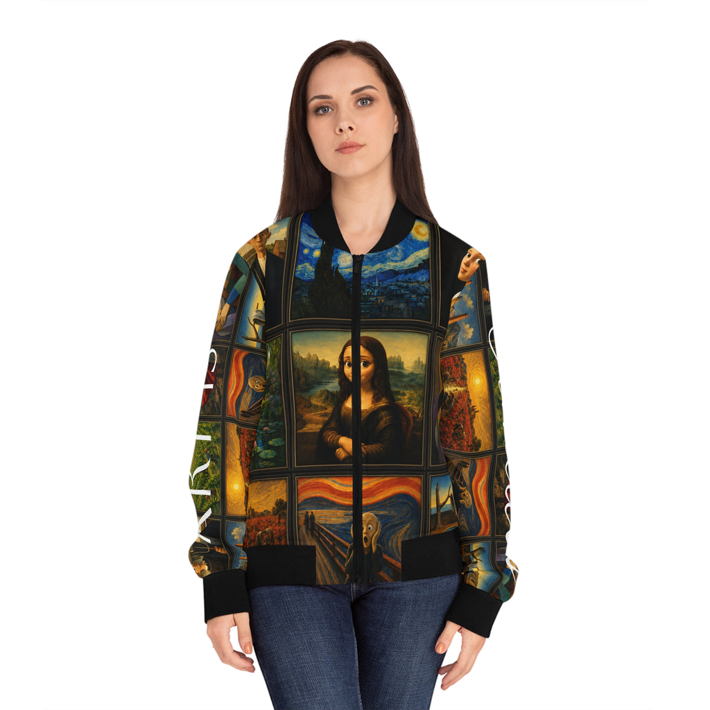Women’s Art Is Timeless Museum Collage Bomber Jacket – product image 3