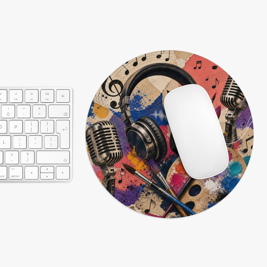 Art and music mouse pad neoprene edge and rubber backing