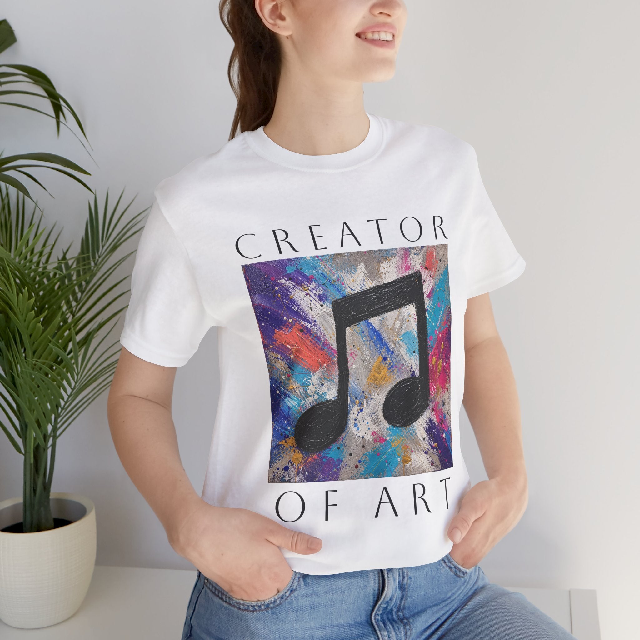 Unisex Creator of Art colorful music note graphic T-shirt – view 13