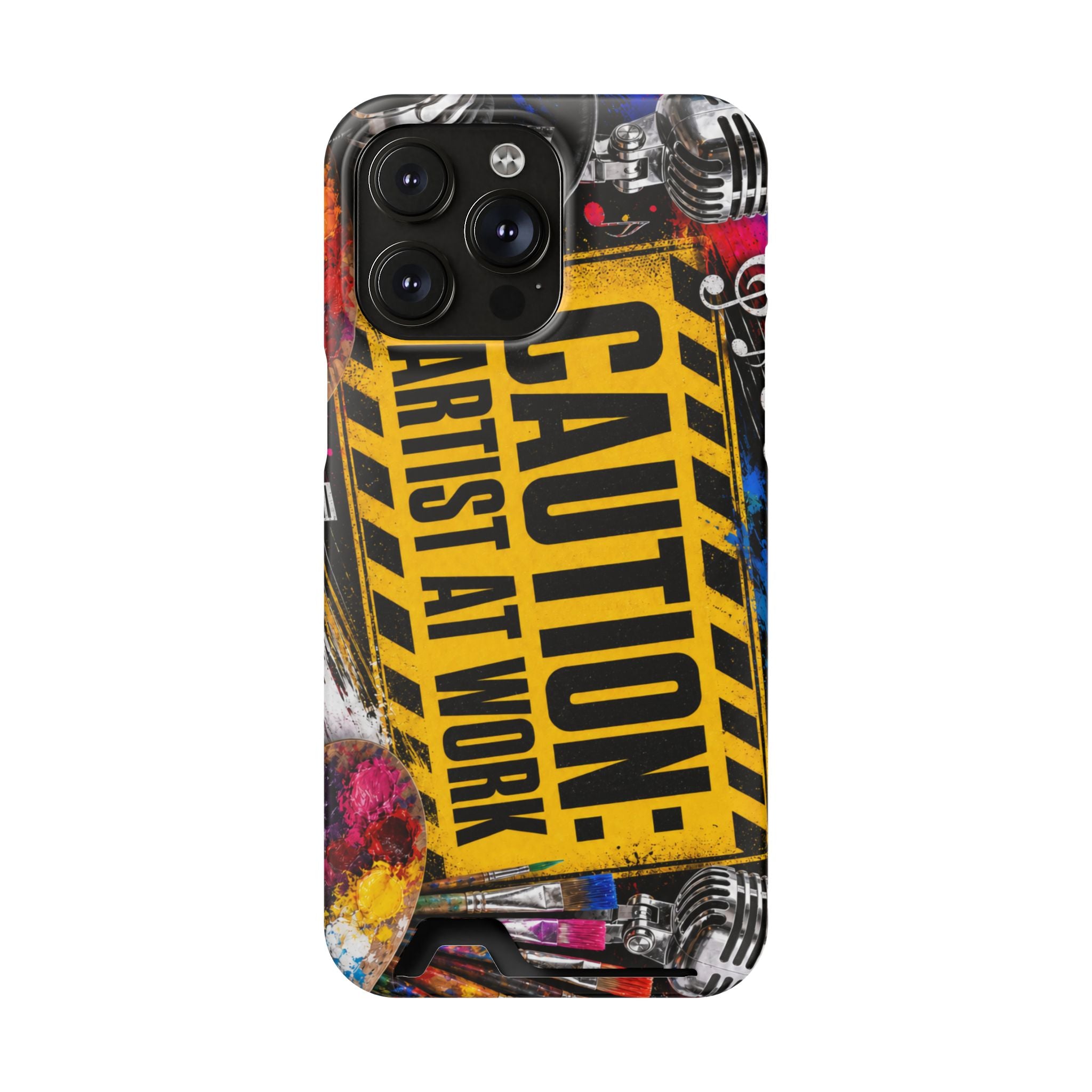 Caution Artist at Work phone case with card holder – view 30