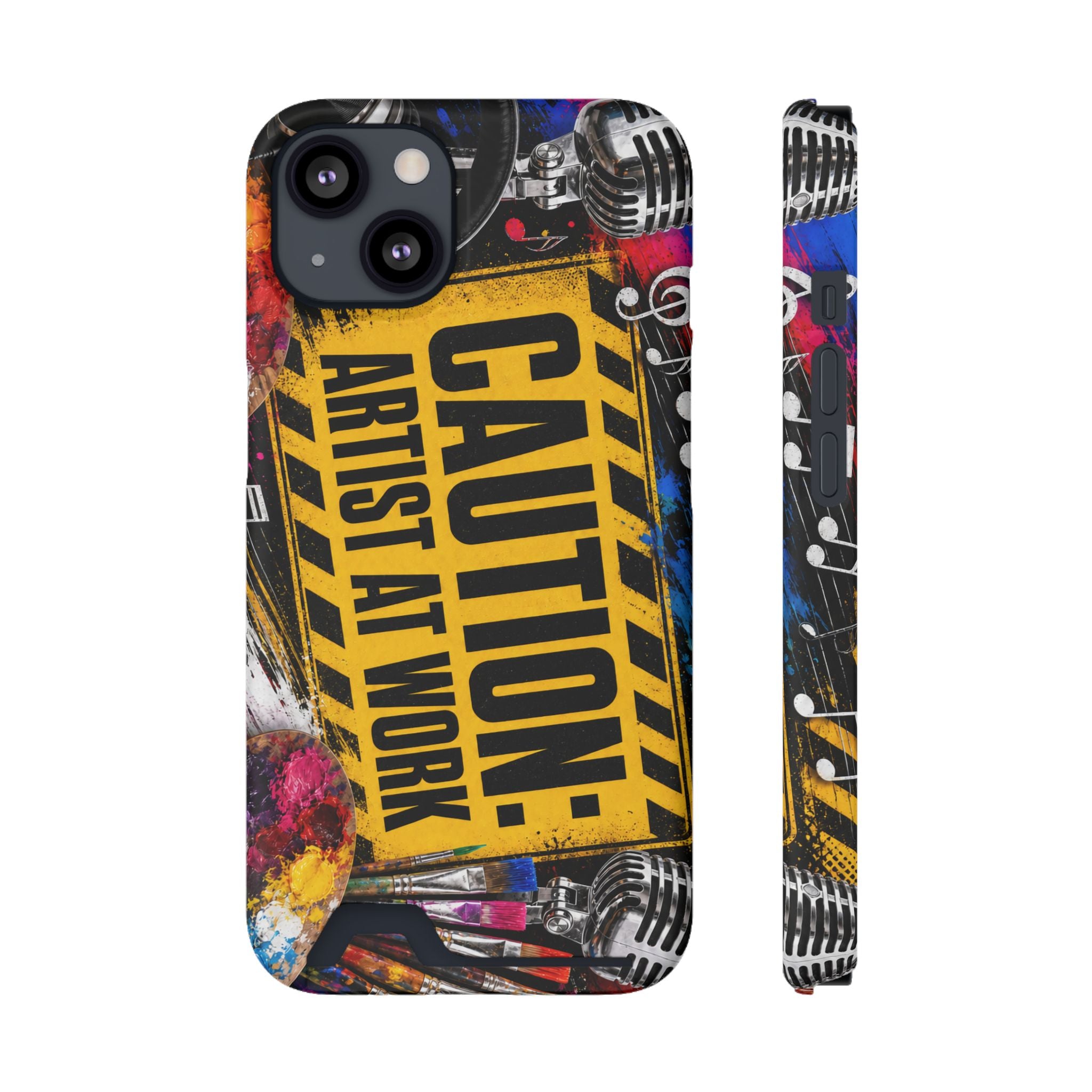 Caution Artist at Work phone case with card holder – view 8