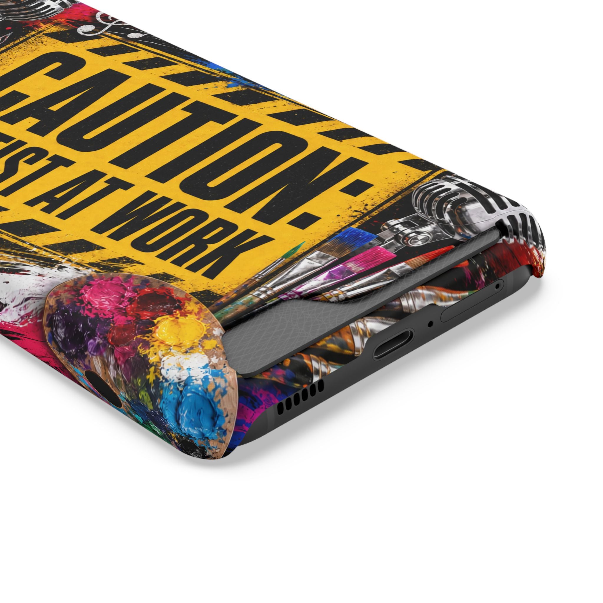 Caution Artist at Work phone case with card holder – view 53