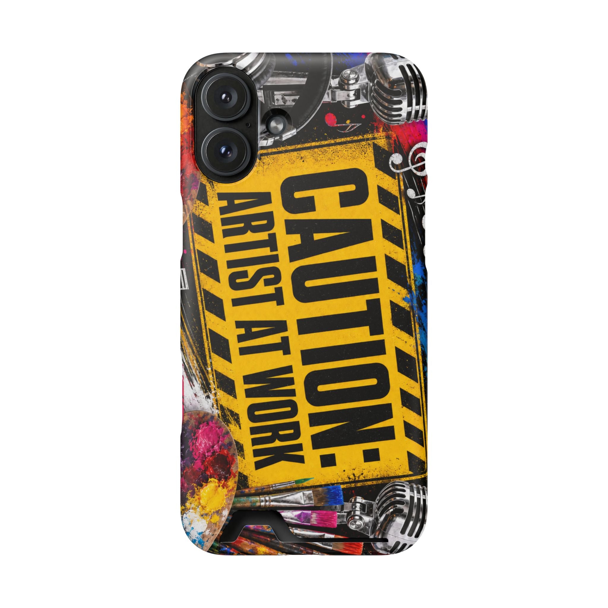 Caution Artist at Work phone case with card holder – view 48