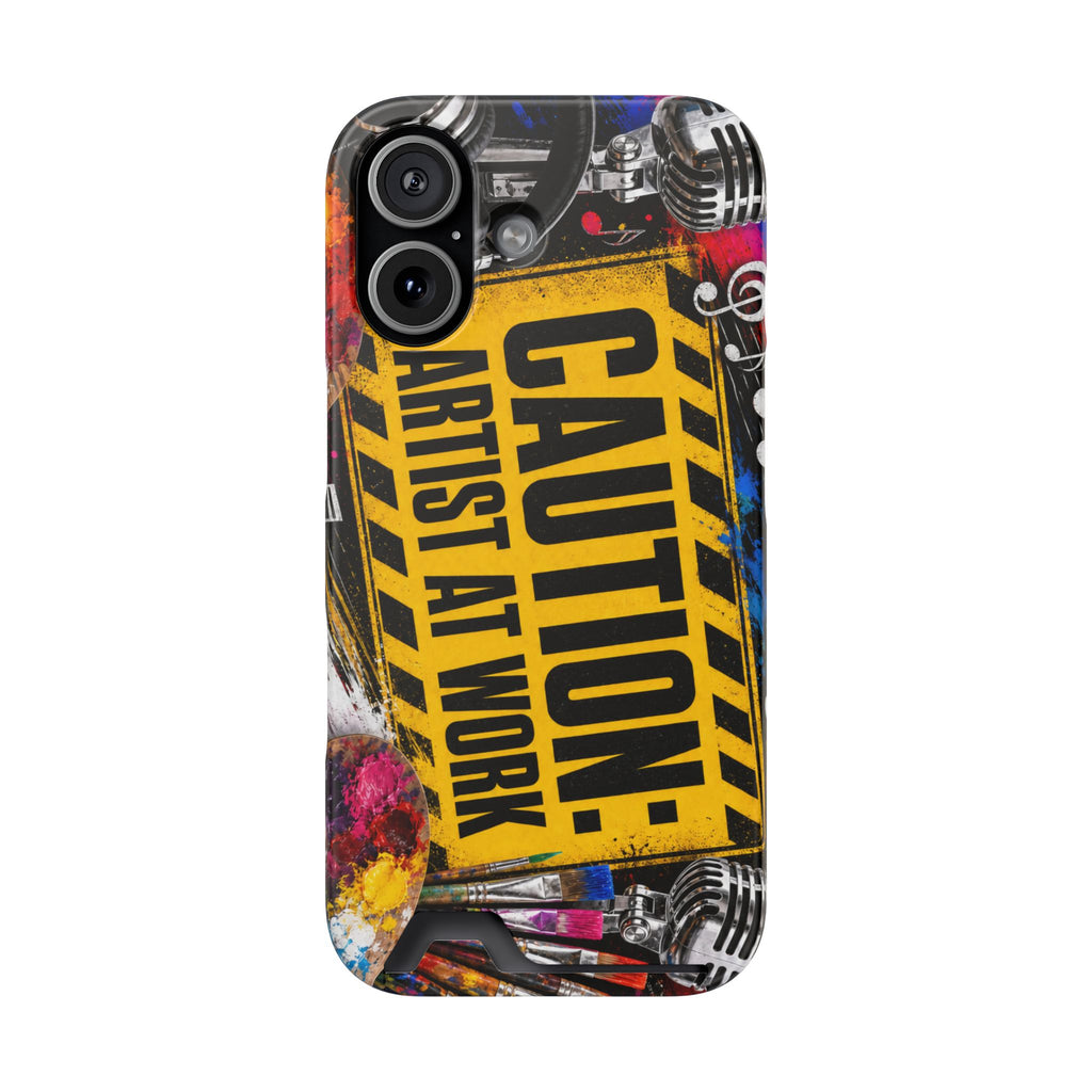 Caution Artist at Work phone case with card holder – view 19