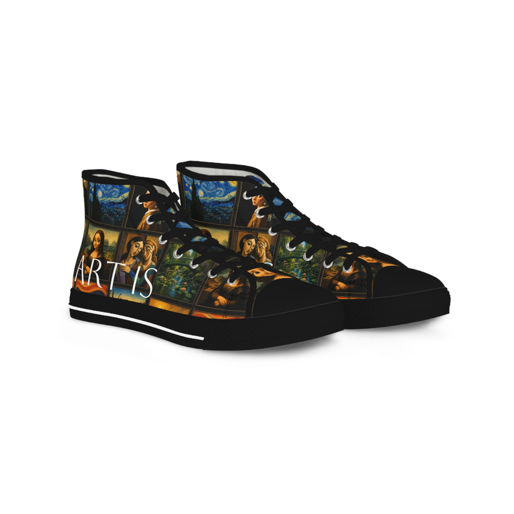 Men’s Art Is Timeless museum collage high-top sneakers