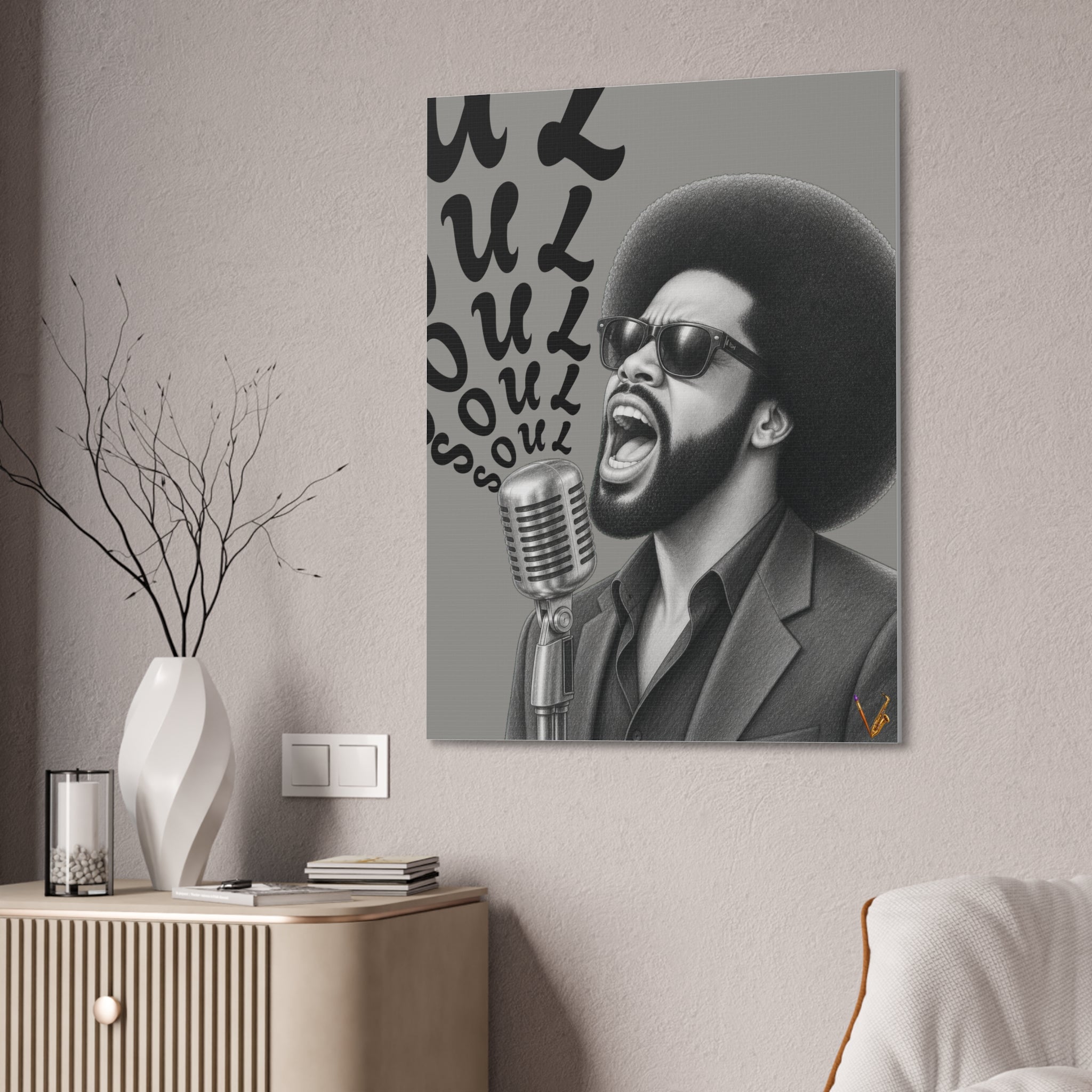 Soul singer monochrome canvas wall art