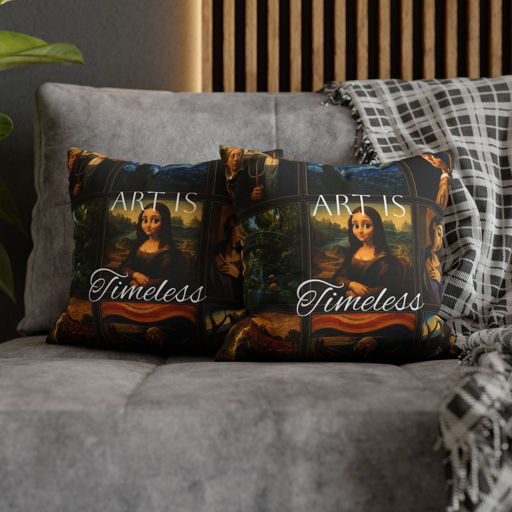 Art Is Timeless museum collage pillow cover