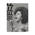 Female soul singer monochrome matte canvas wall art