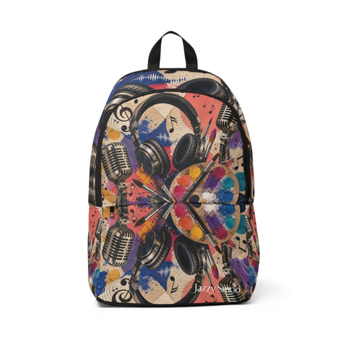 Art and music collage school backpack