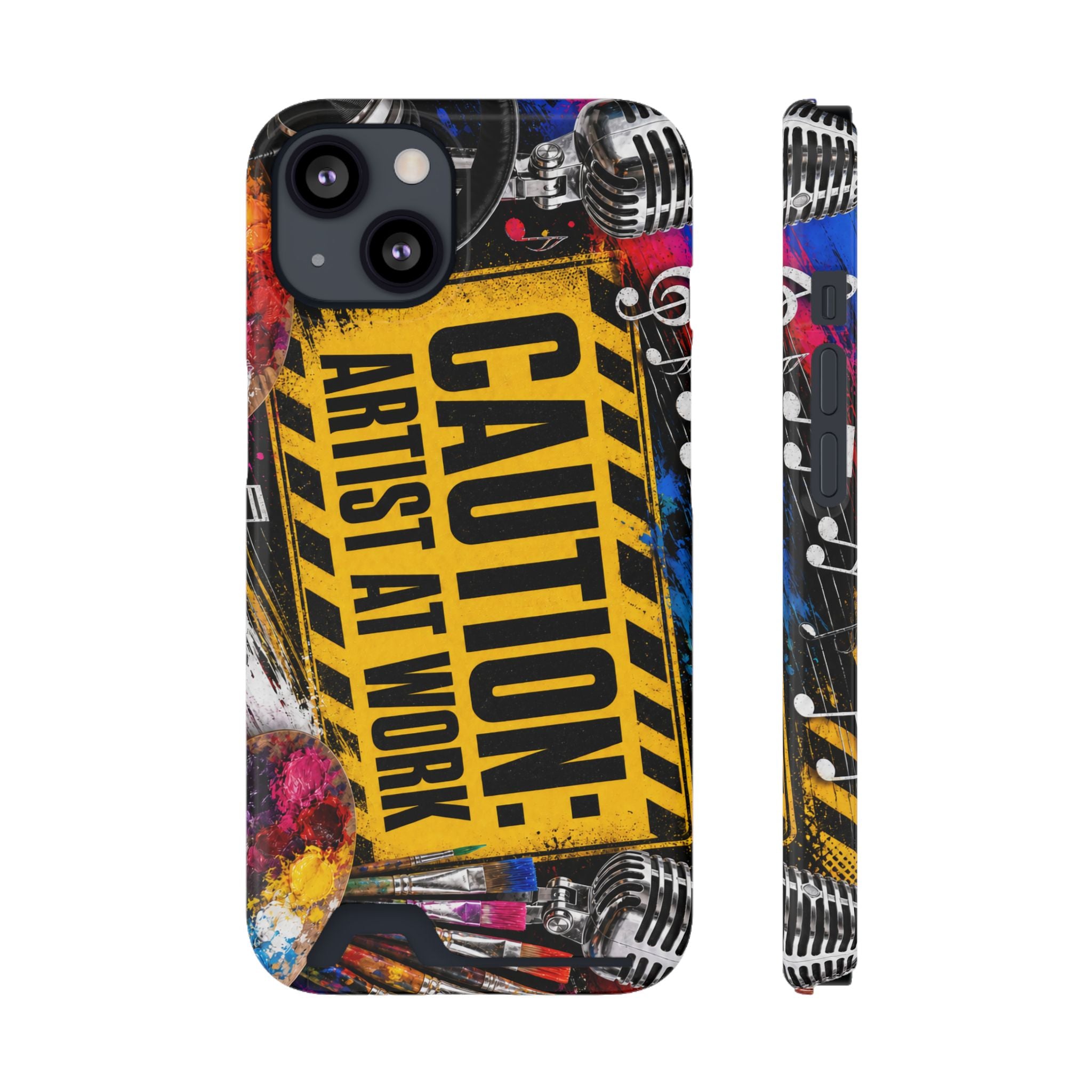 Caution Artist at Work phone case with card holder – view 7