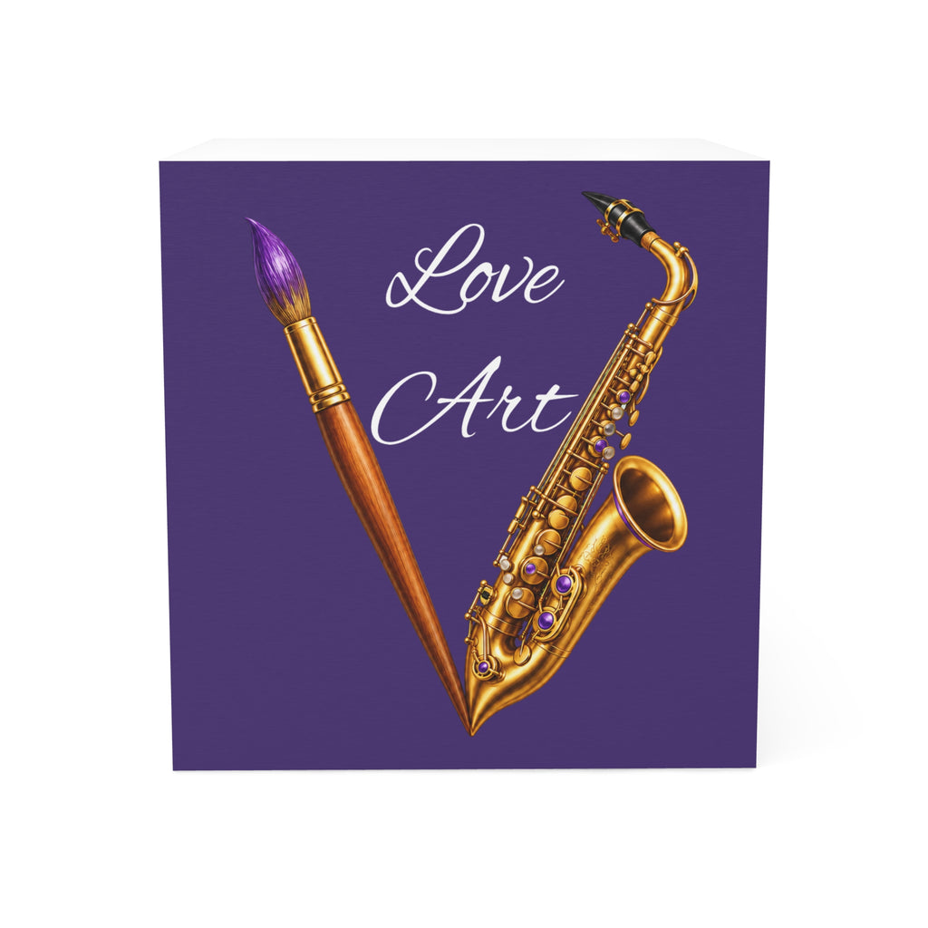 Love Art note cube side view on white background