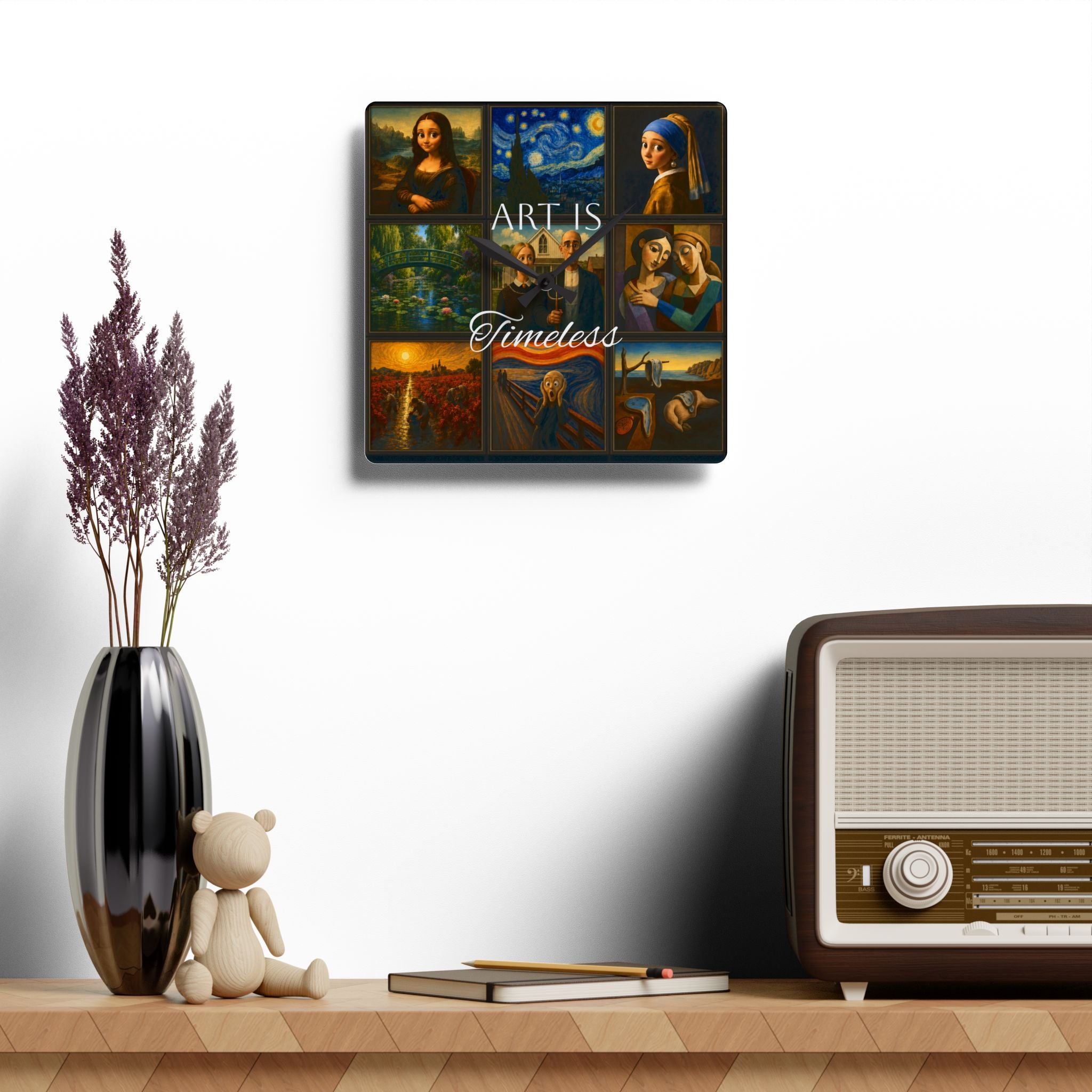Art Is Timeless museum gallery wall clock