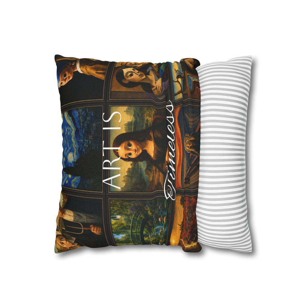 Art Is Timeless museum collage pillow cover