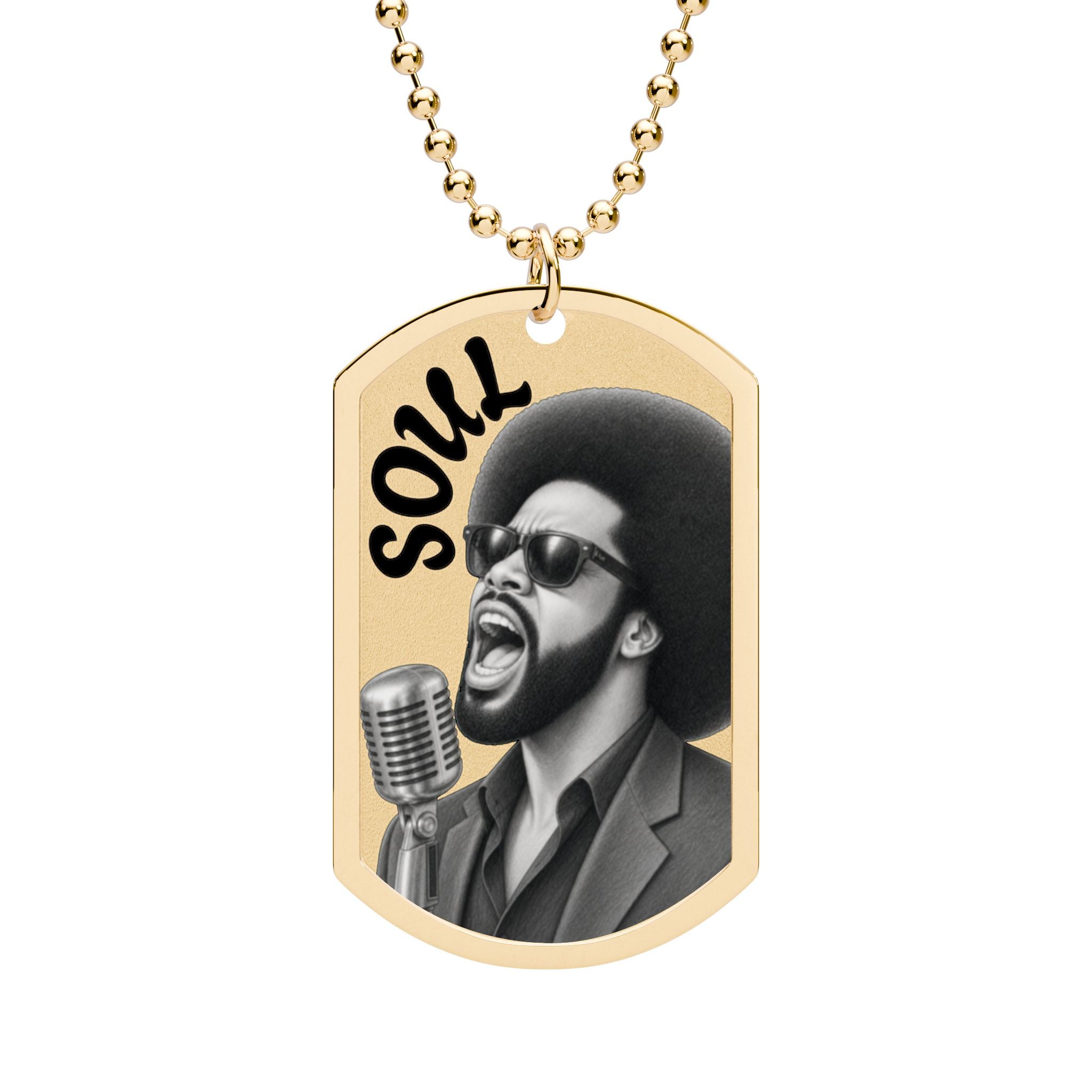 Soul Singer engraved dog tag necklace