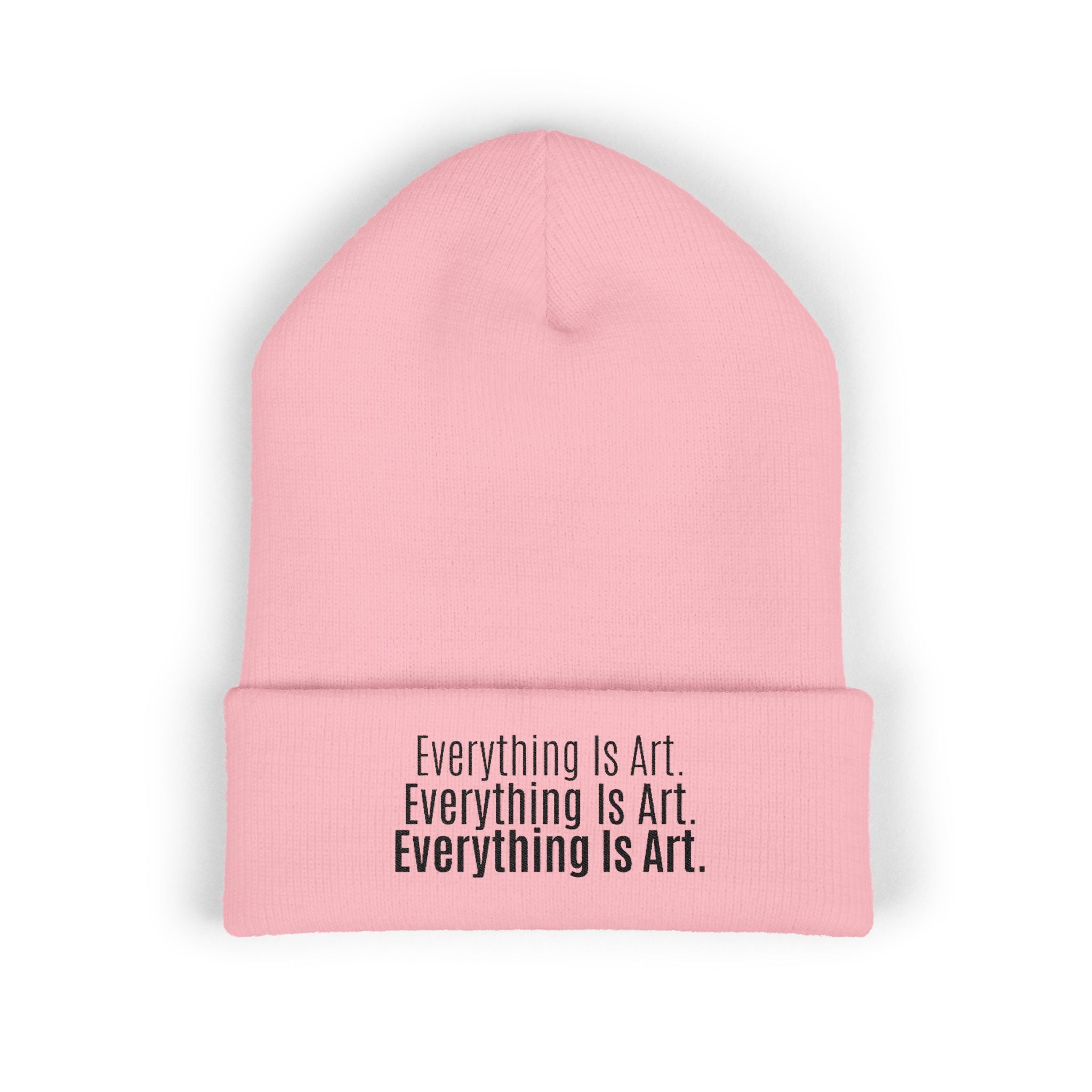 Everything Is Art cuffed beanie with black lettering – view 5