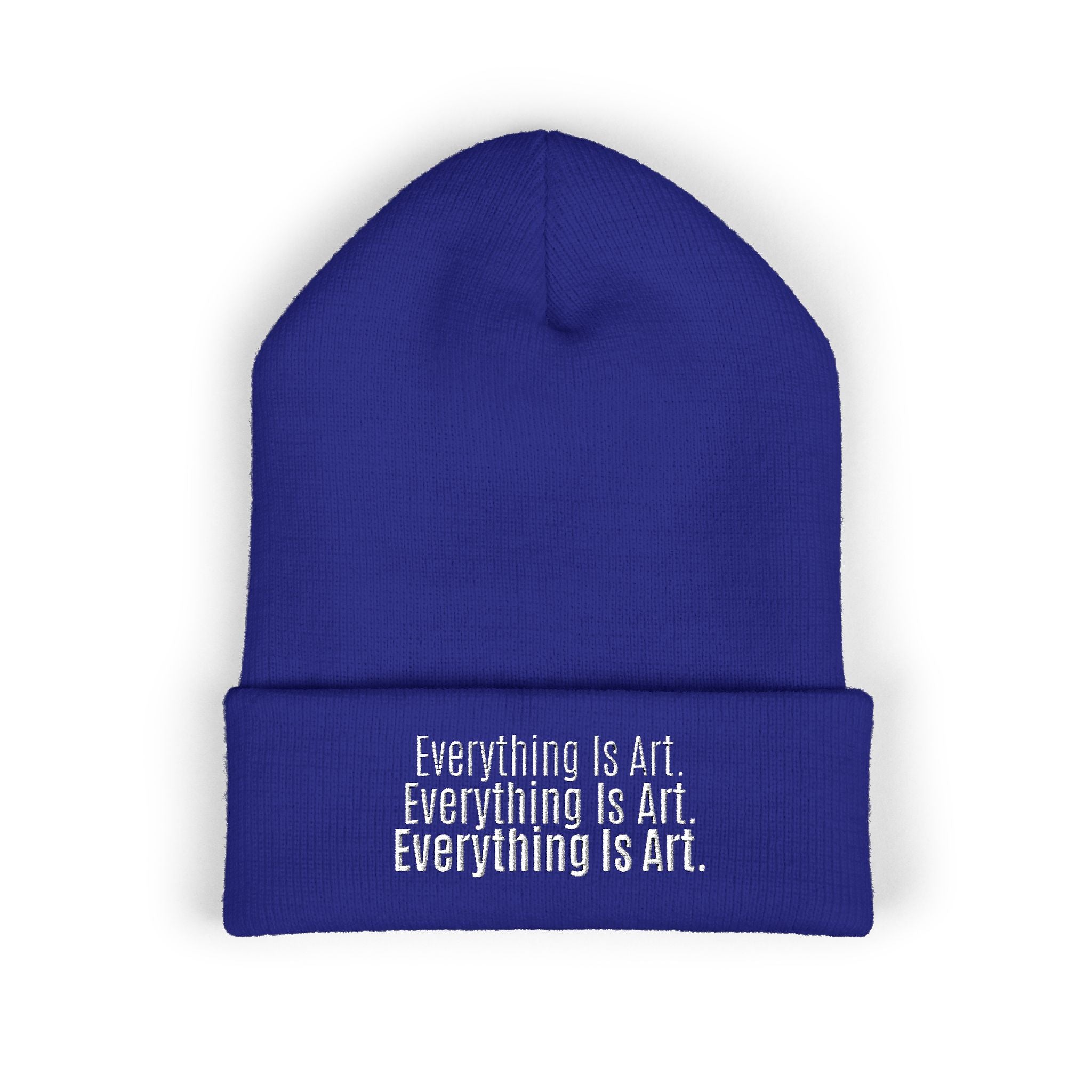 Everything Is Art cuffed beanie with white lettering – view 4