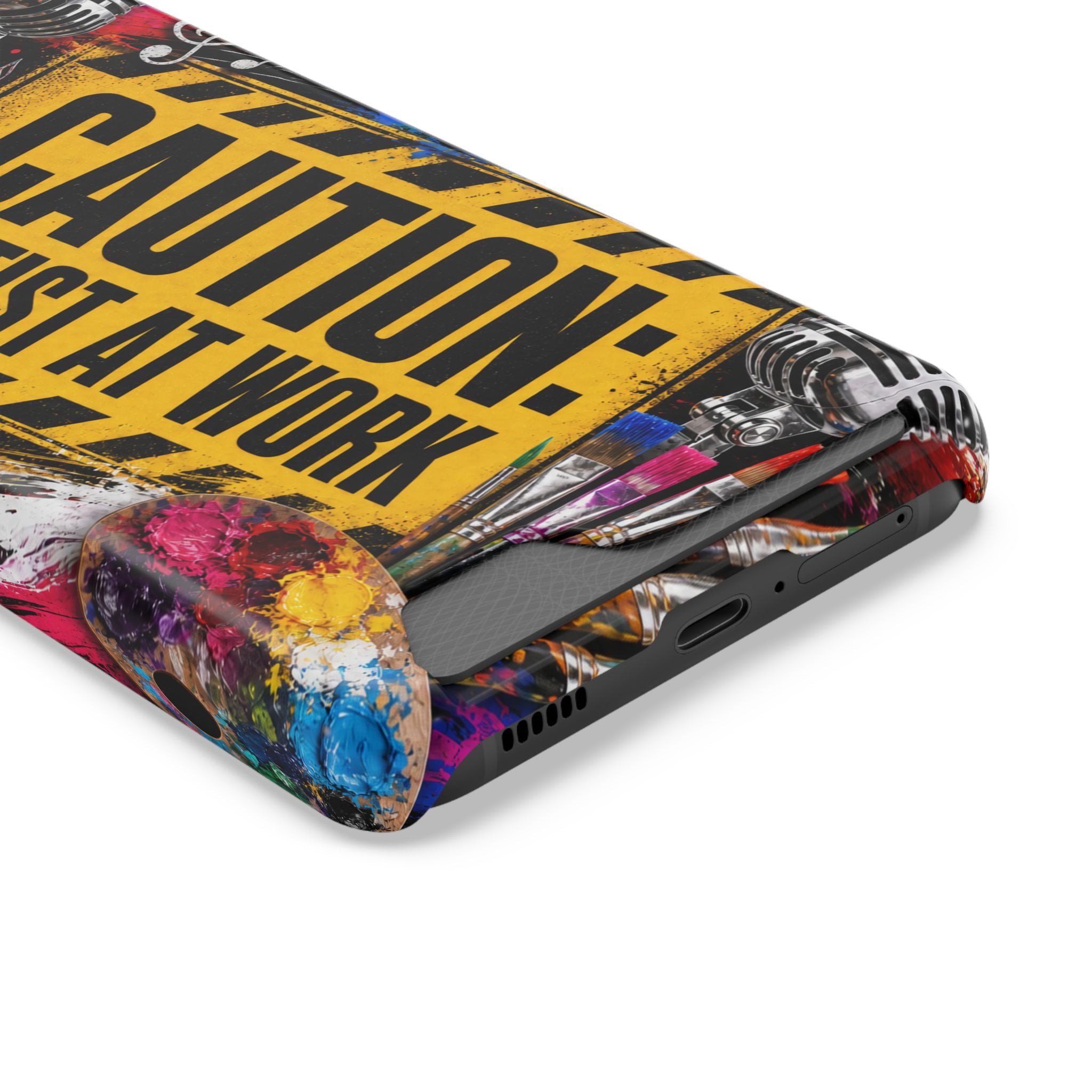 Caution Artist at Work phone case with card holder – view 51
