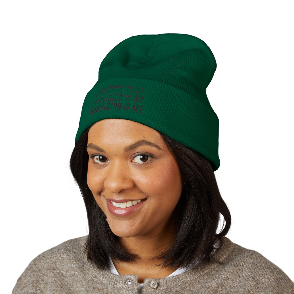 Everything Is Art cuffed beanie with black lettering – view 15
