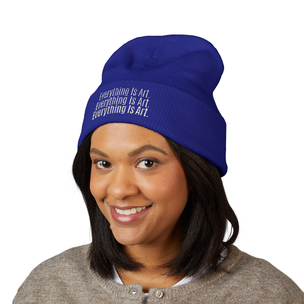 Everything Is Art cuffed beanie with white lettering – view 19