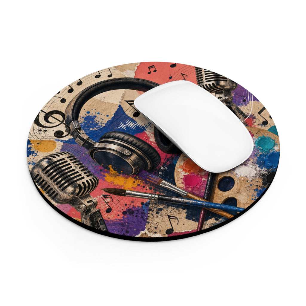 Art and music round mouse pad full design