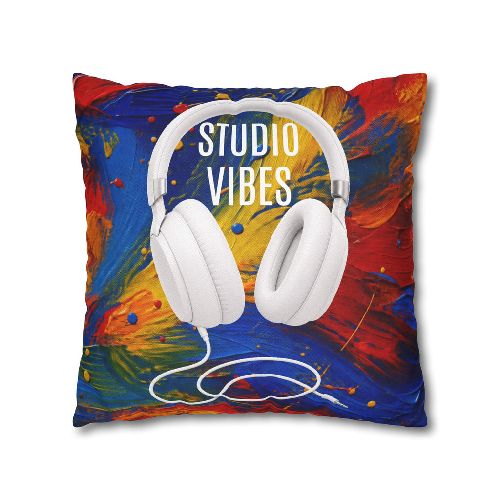 Studio Vibes colorful headphone throw pillow cover