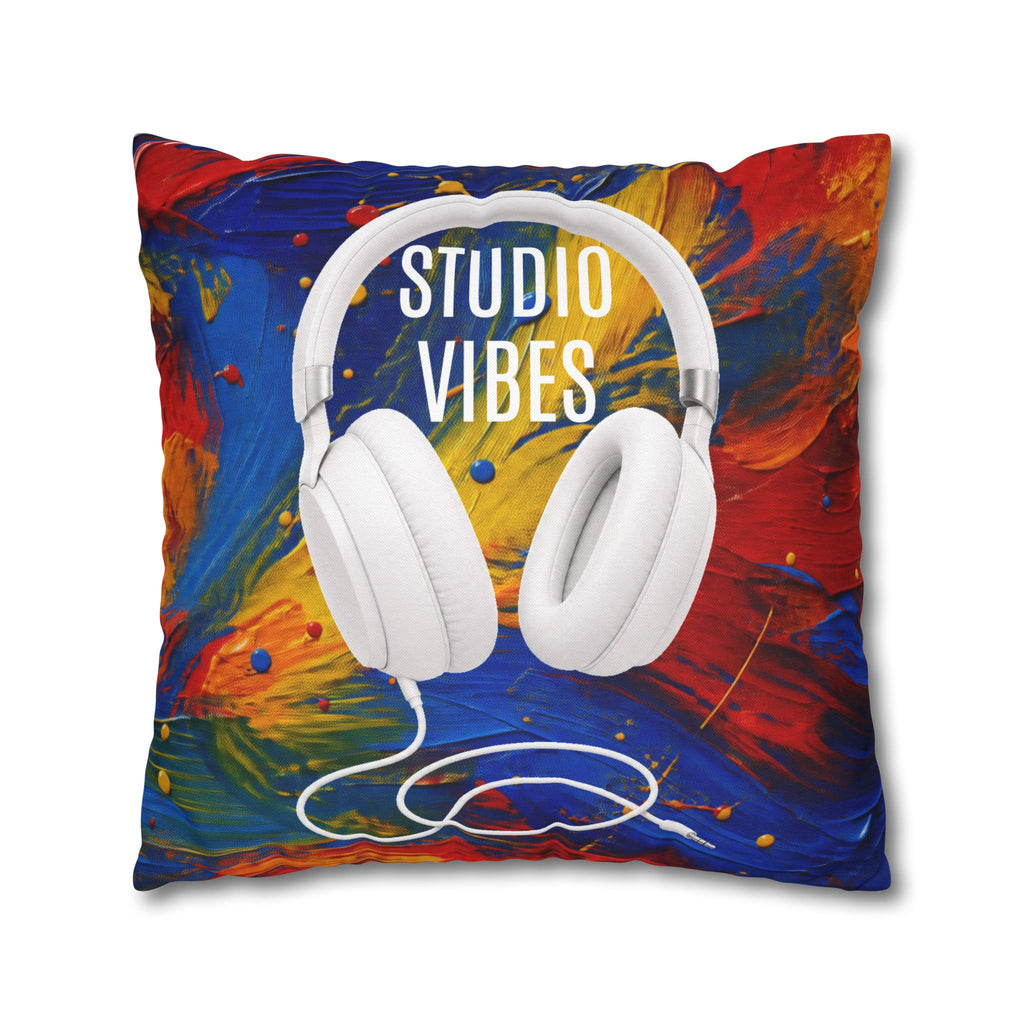 Studio Vibes colorful headphone throw pillow cover