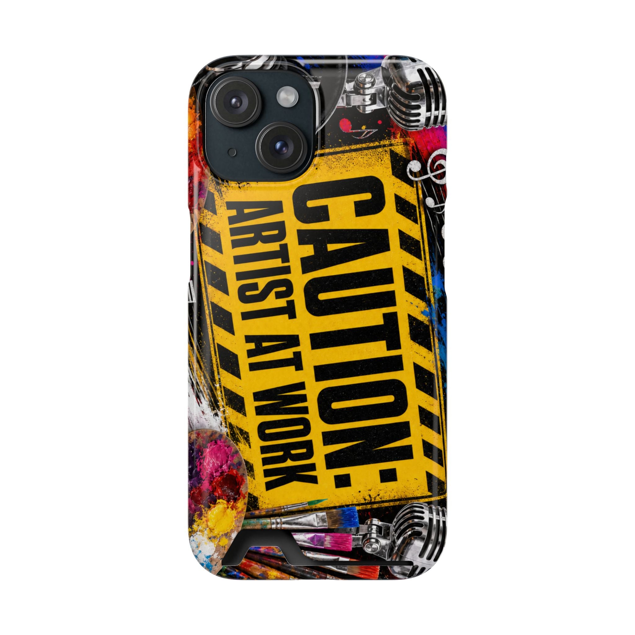 Caution Artist at Work phone case with card holder – view 35
